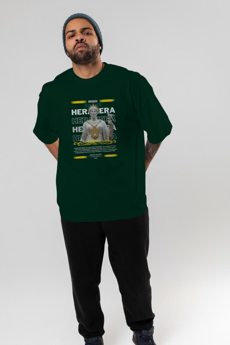 Hera 2 ön Baskılı Oversize t-shirt Erkek Kadın %100 Pamuk Bisiklet Yaka tişort - Cilexi