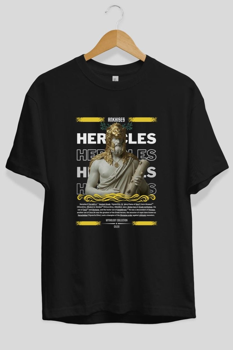 Heracles 1 ön Baskılı Oversize t-shirt Erkek Kadın %100 Pamuk Bisiklet Yaka tişort - Cilexi