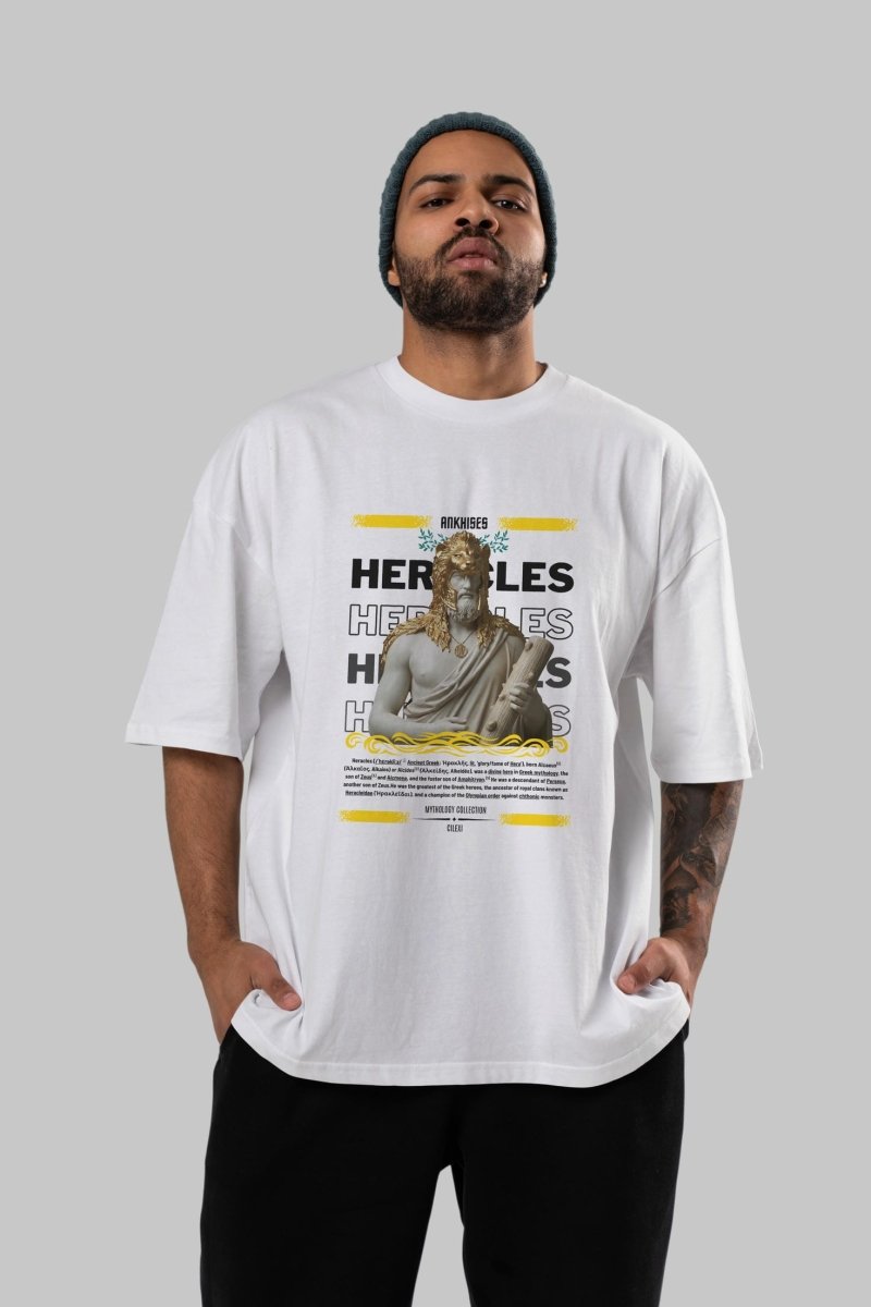 Heracles 1 ön Baskılı Oversize t-shirt Erkek Kadın %100 Pamuk Bisiklet Yaka tişort - Cilexi