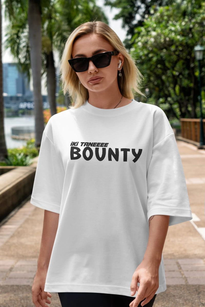İki Tane Bounty Ön Baskılı Oversize t-shirt %100 pamuk Erkek Kadın Unisex - Cilexi