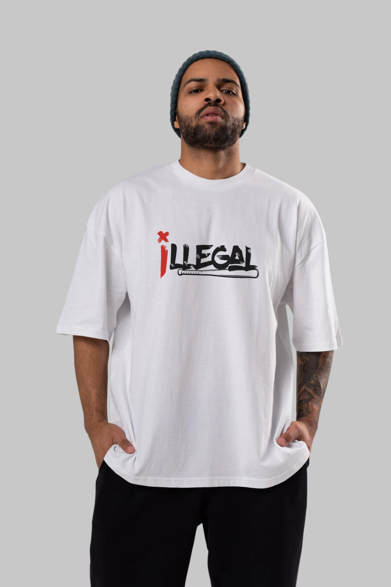 İllegal Ön Baskılı Oversize t-shirt %100 pamuk Erkek Kadın Unisex - Cilexi