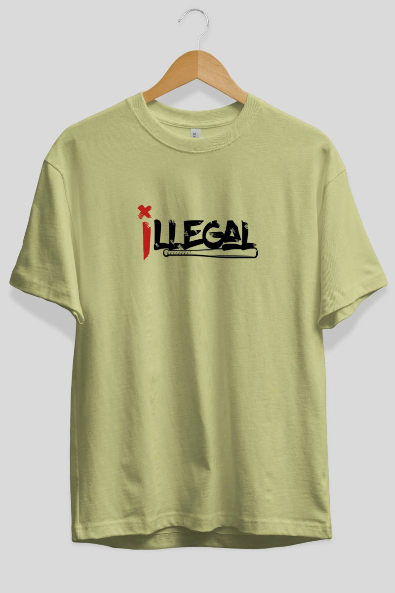İllegal Ön Baskılı Oversize t-shirt %100 pamuk Erkek Kadın Unisex - Cilexi