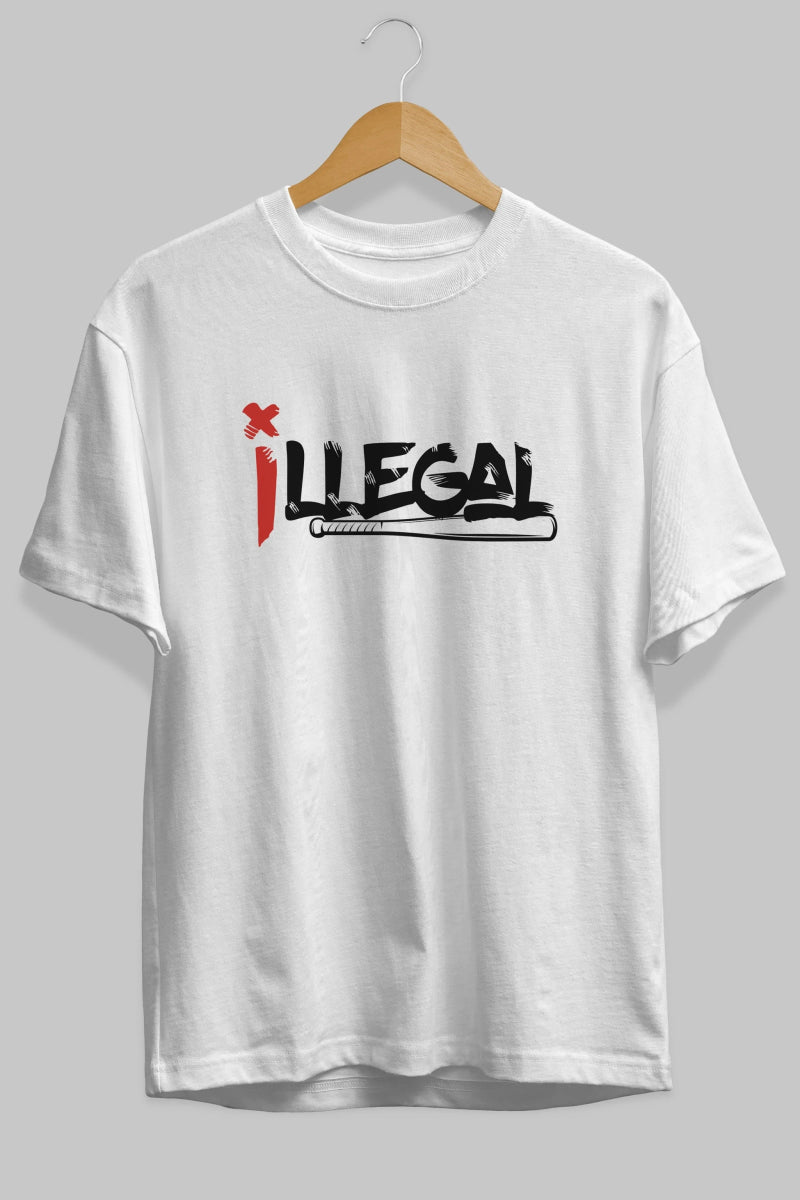 İllegal Ön Baskılı Oversize t-shirt %100 pamuk Erkek Kadın Unisex - Cilexi