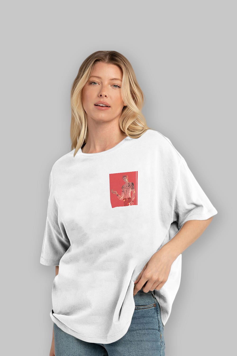 Sukuna Ryoumen 3 Ön Sol Baskılı Oversize t-shirt Erkek Kadın Unisex %100 Pamuk Bisiklet Yaka tişort