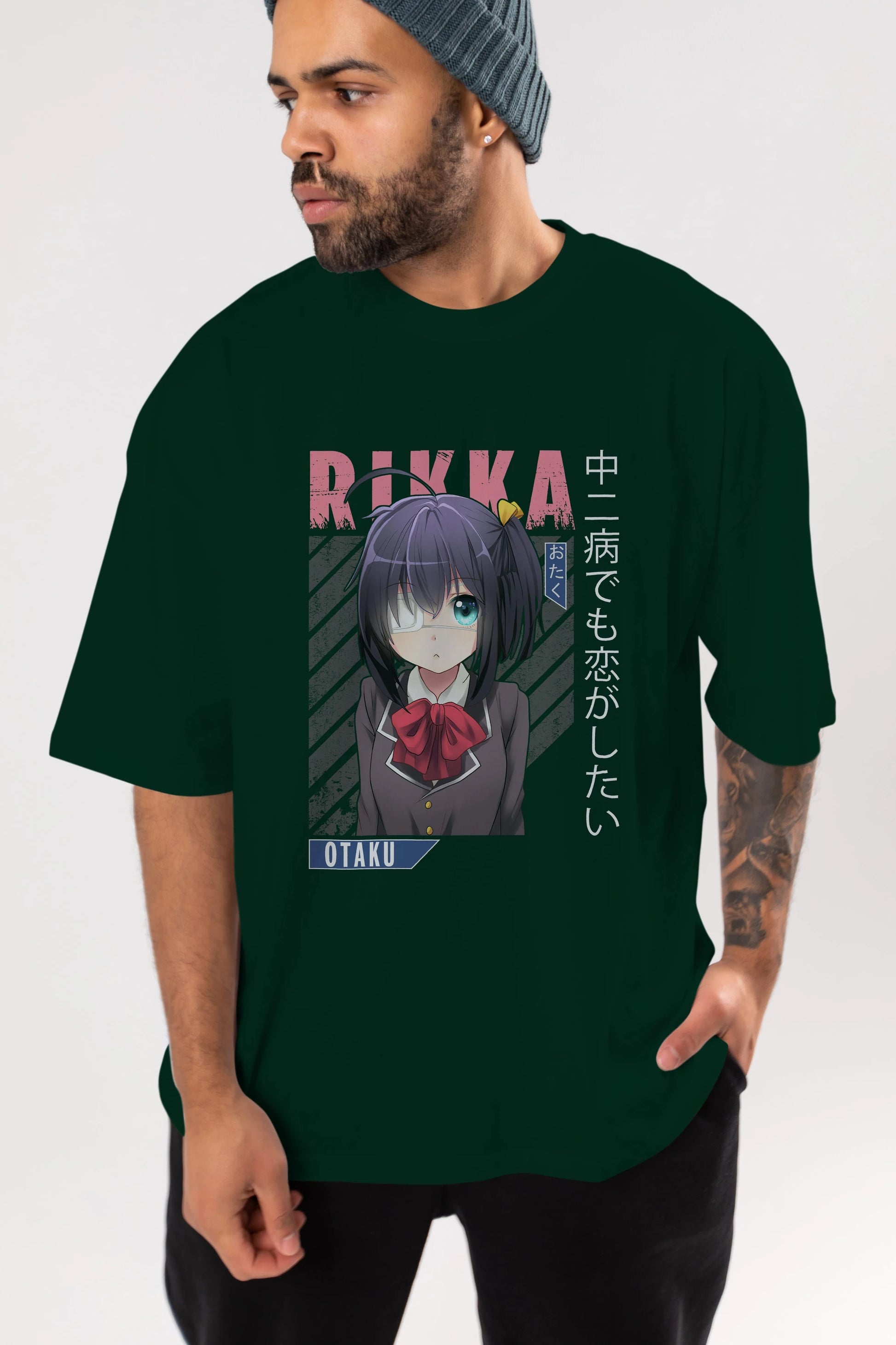 Rikka Takanashi 9 Anime Ön Baskılı Oversize t-shirt %100 pamuk Erkek Kadın Unisex