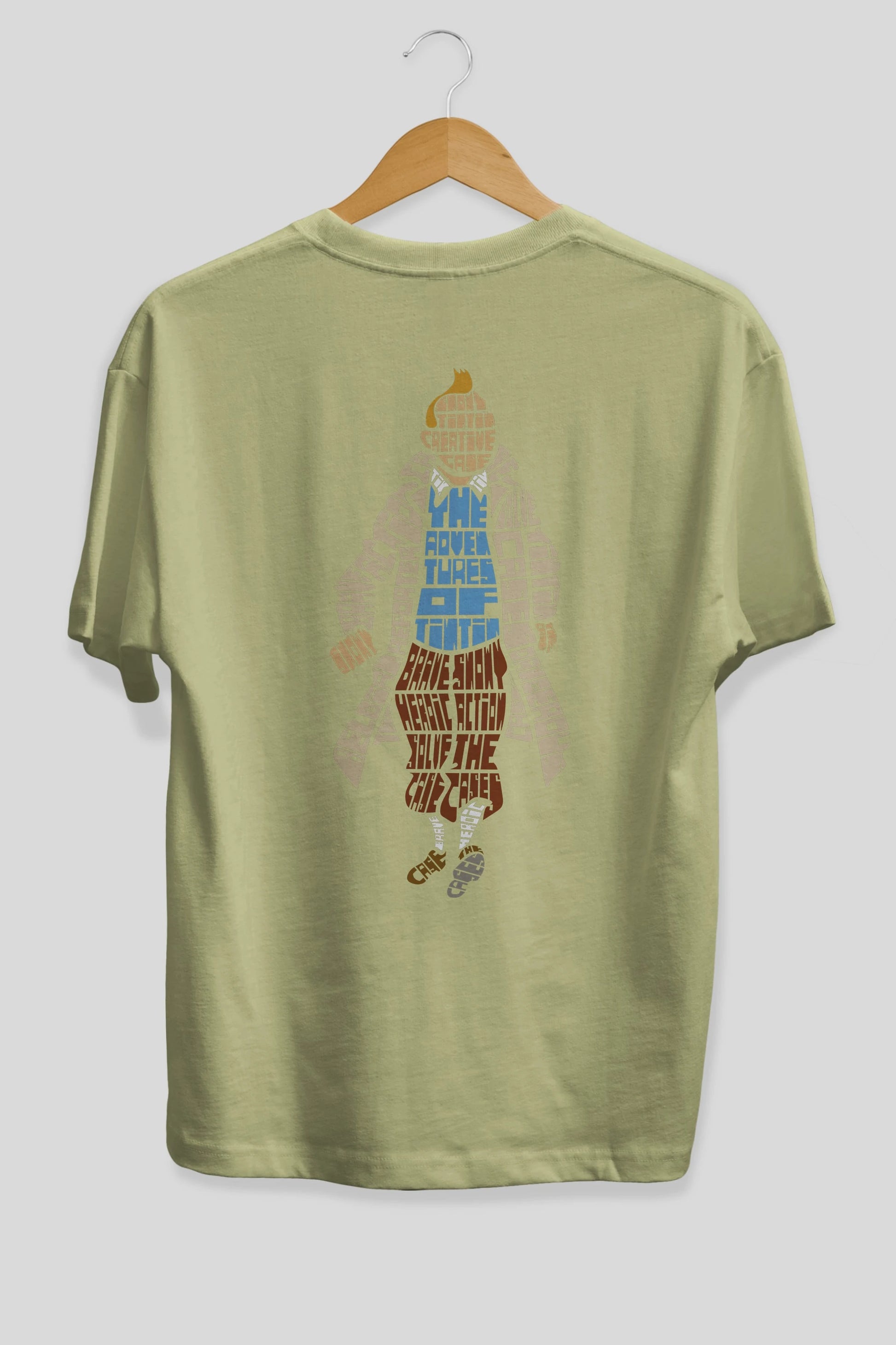 Tin Tin Arka Baskılı Oversize t-shirt %100 pamuk Erkek Kadın Unisex