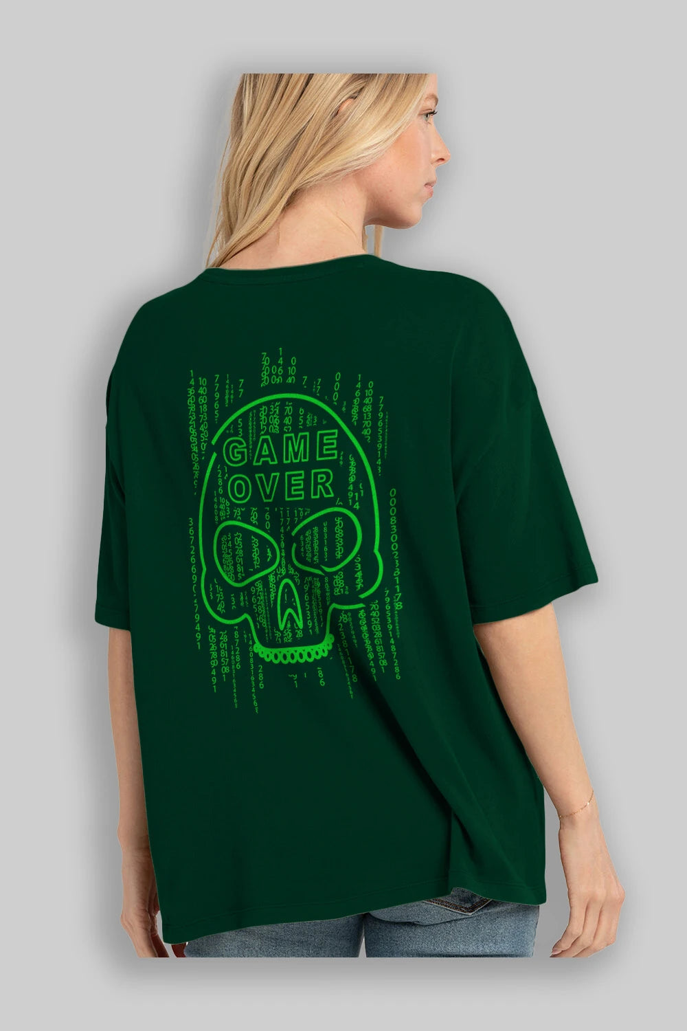 Game Over Arka Baskılı Oversize t-shirt Erkek Kadın Unisex