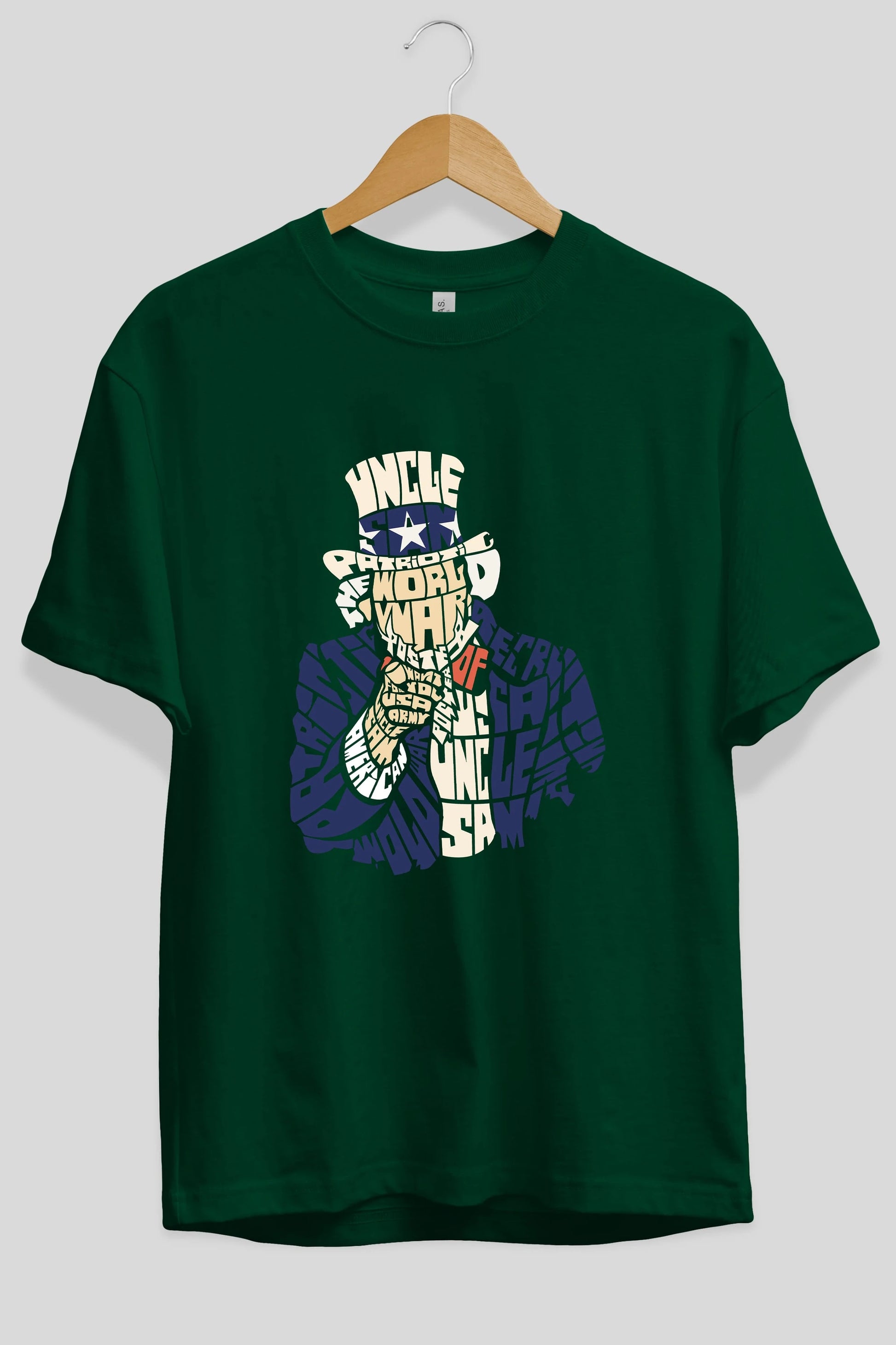Uncle Sam Ön Baskılı Oversize t-shirt %100 pamuk Erkek Kadın Unisex