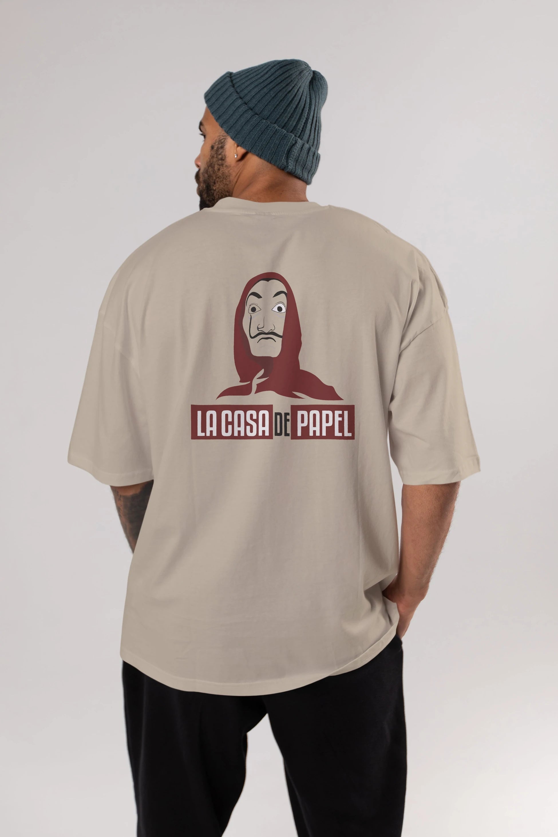 La Casa De Papel (1) Arka Baskılı Oversize t-shirt Erkek Kadın Unisex %100 Pamuk Bisiklet Yaka tişort