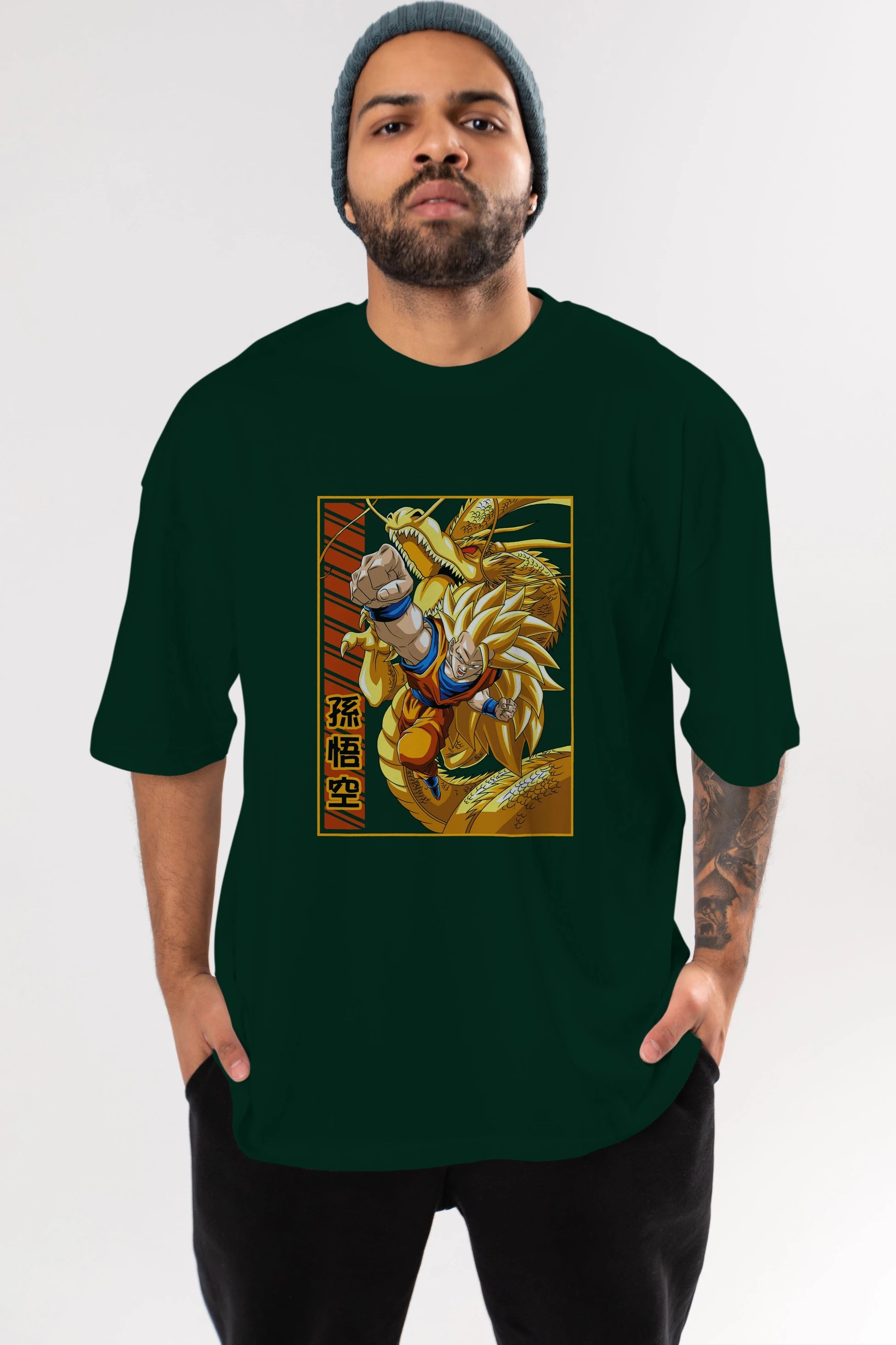 DragonBall Goku Anime Ön Baskılı Oversize t-shirt %100 pamuk Erkek Kadın Unisex