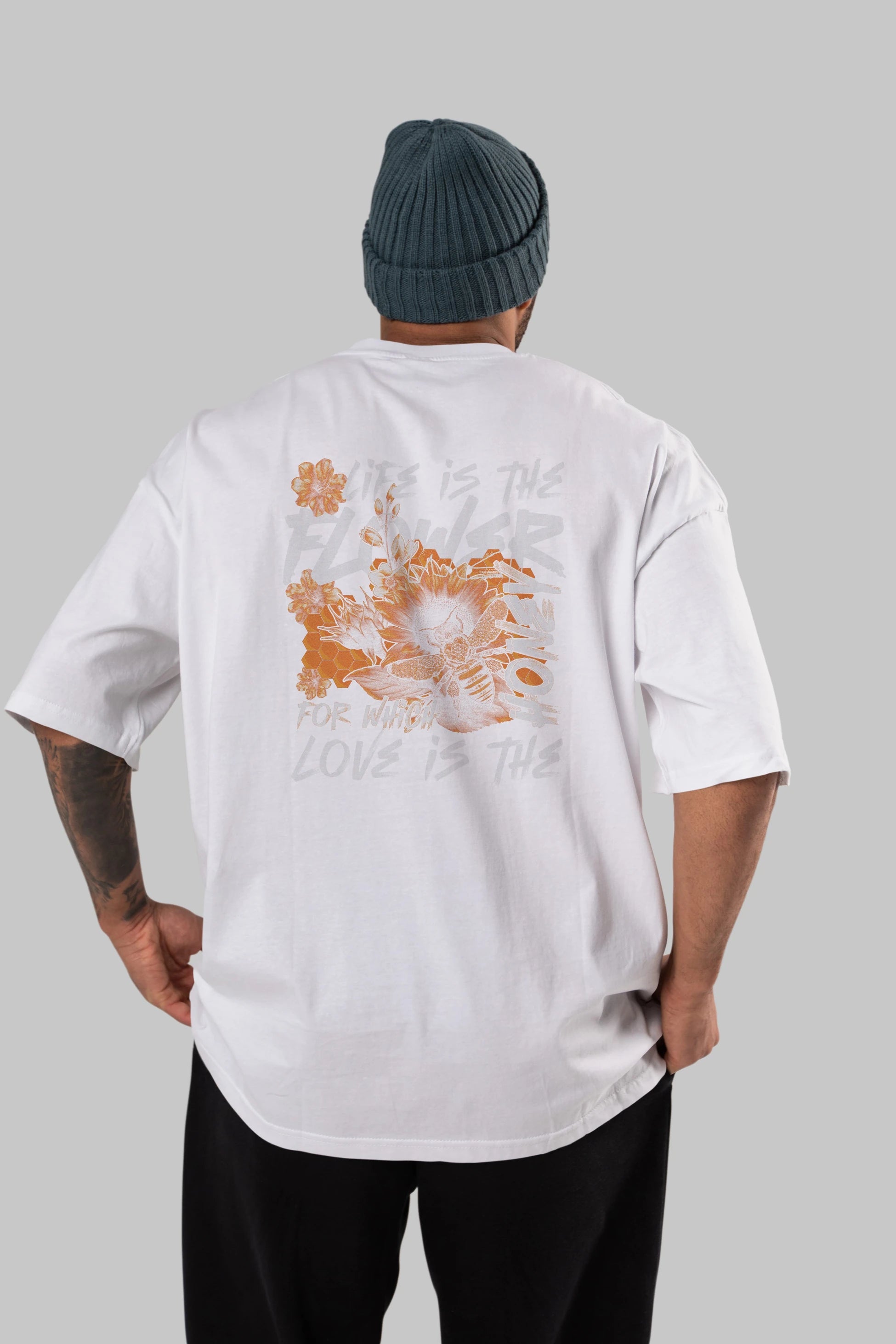 Life is the flower for which love is the honey Arka Baskılı Oversize t-shirt Erkek Kadın Unisex