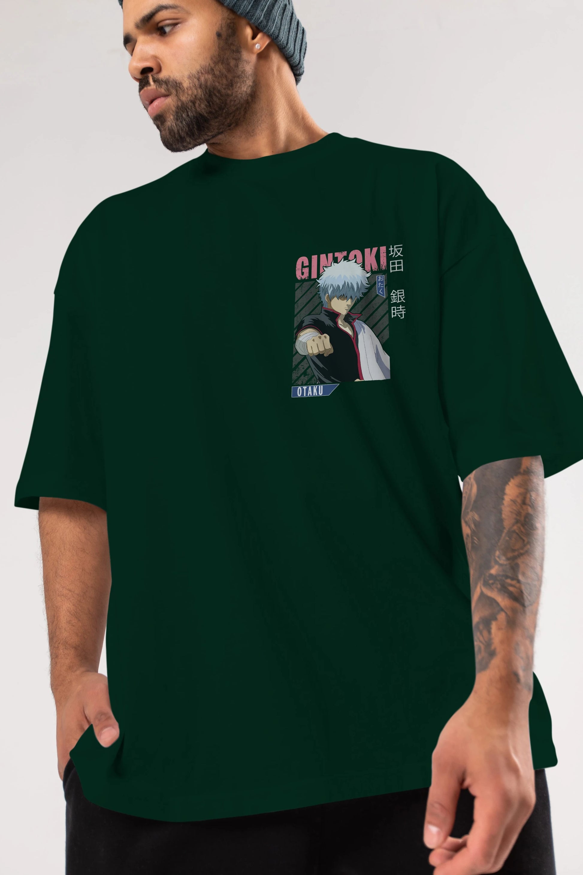 Gintoki Sakata GINTAMA 2 Ön Sol Baskılı Oversize t-shirt Erkek Kadın Unisex %100 Pamuk Bisiklet Yaka tişort