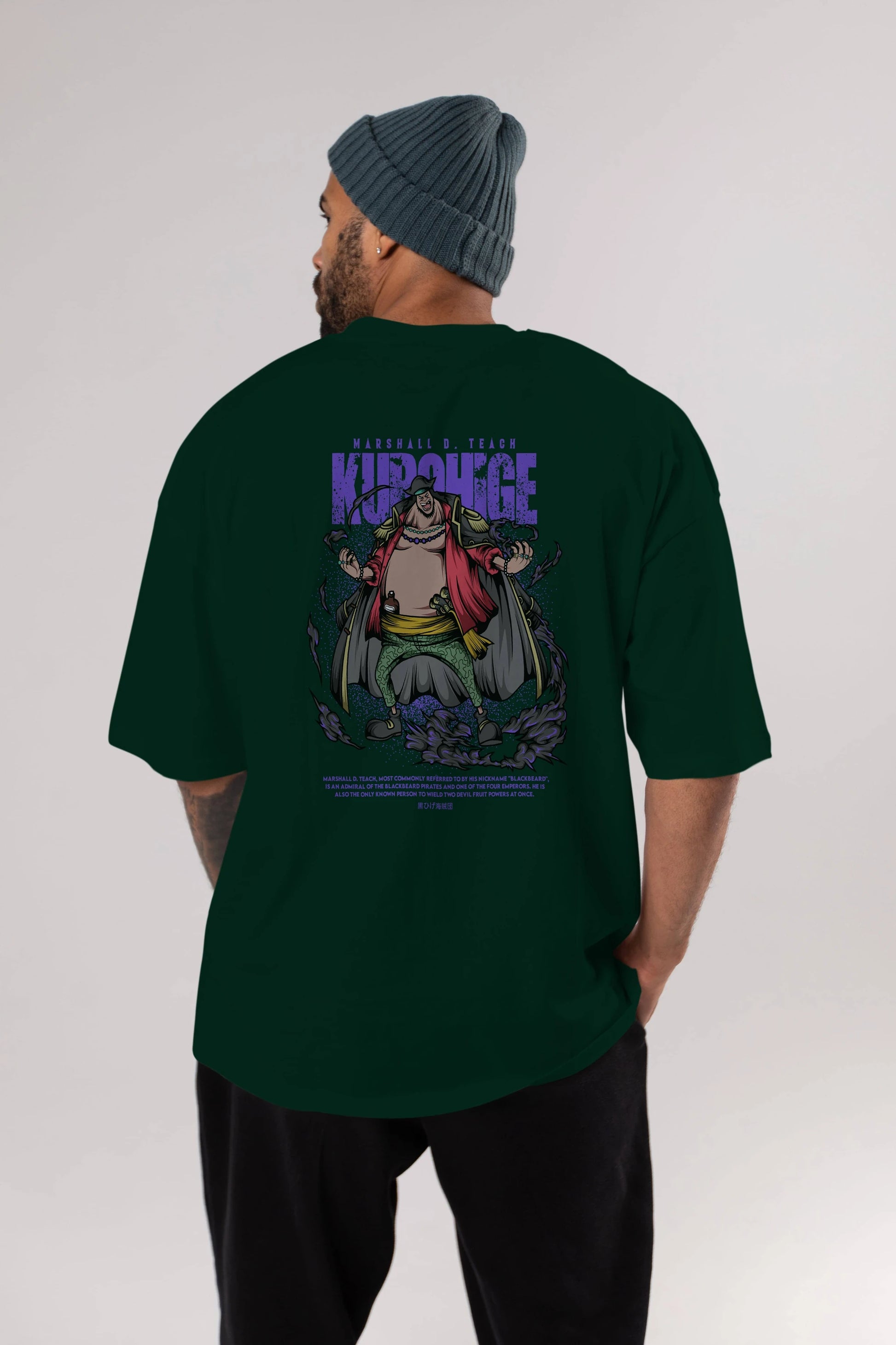 Marshall D. Teach Anime Arka Baskılı Oversize t-shirt Erkek Kadın Unisex