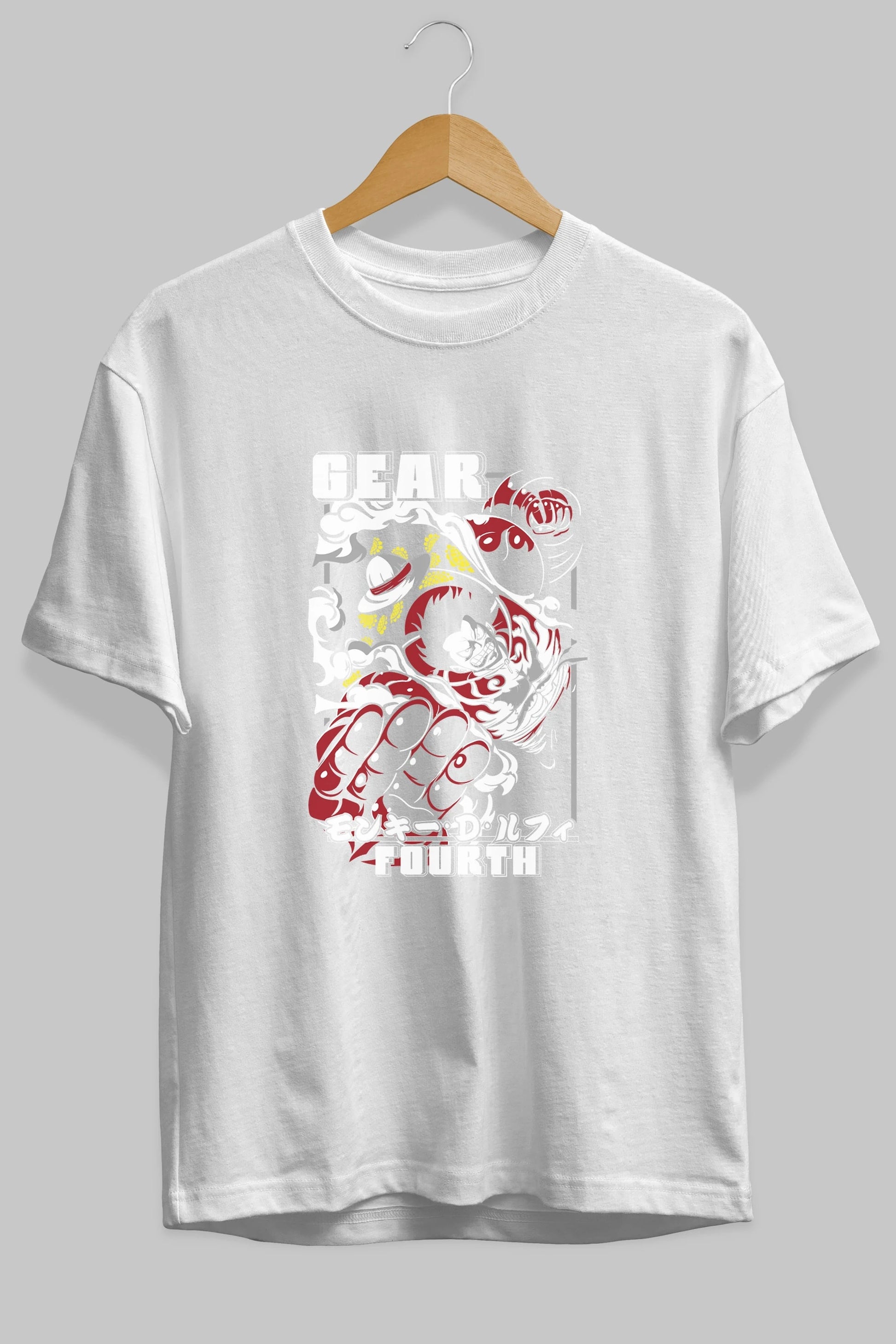 LUFFY gear fourth Anime Ön Baskılı Oversize t-shirt %100 pamuk Erkek Kadın Unisex