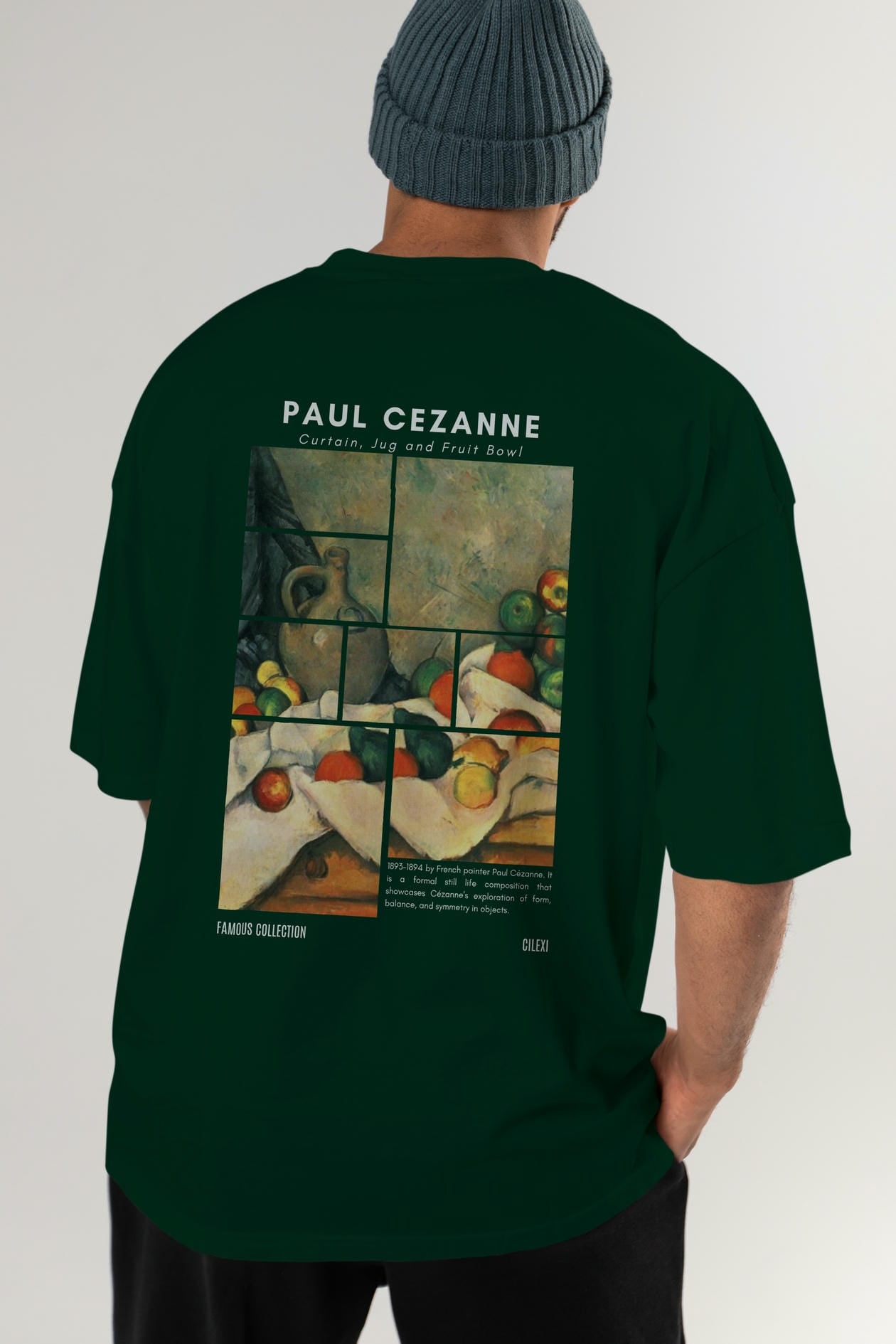 Paul Cezanne Curtain Arka Baskılı Oversize t-shirt Erkek Kadın Bisiklet Yaka Pamuk tişort