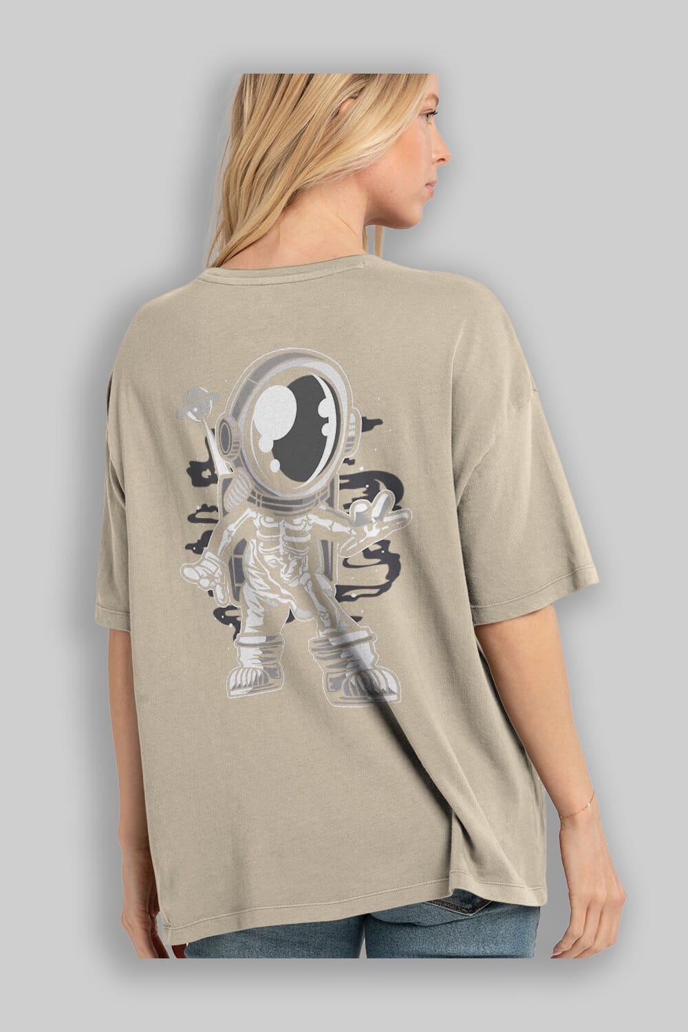 Space Skeleton Arka Baskılı Oversize t-shirt Erkek Kadın Unisex