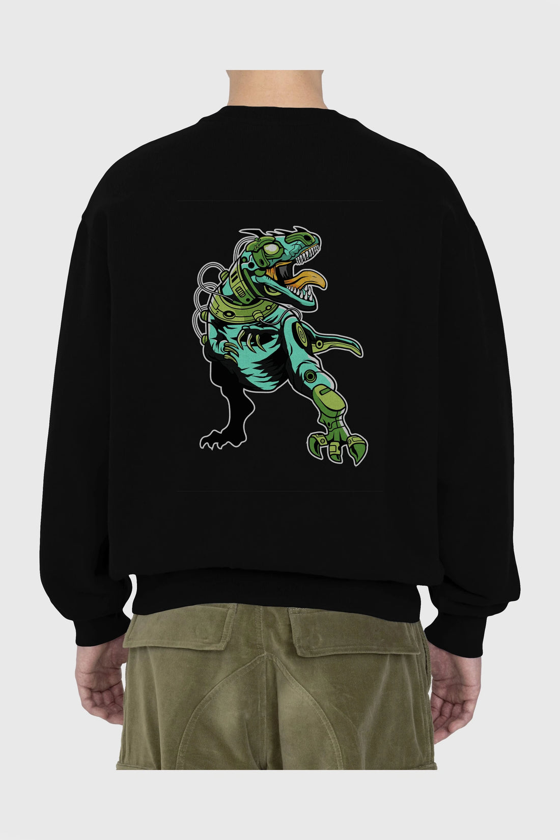 Trex Robot Arka Baskılı Oversize Sweatshirt Erkek Kadın Unisex