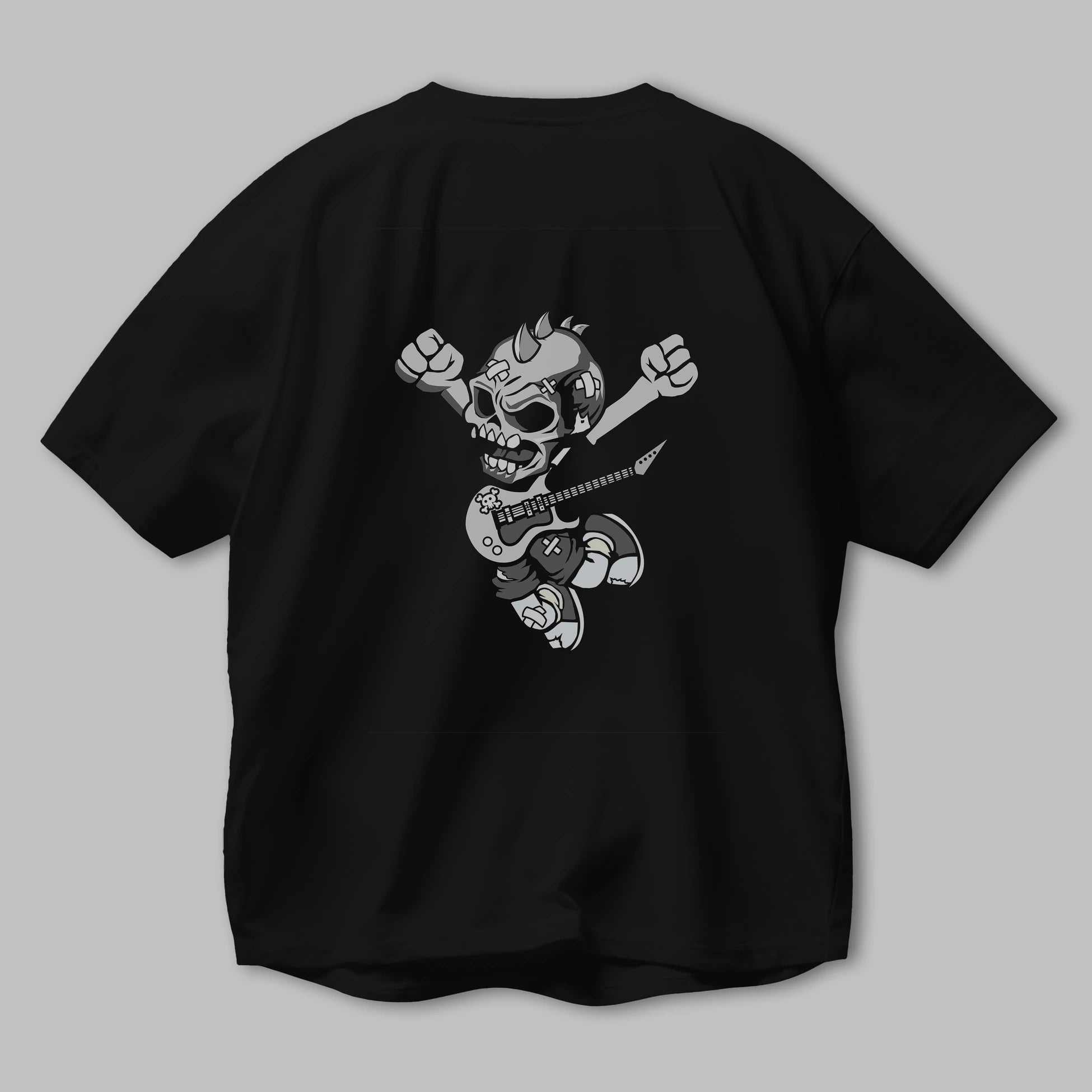Punk Rocker Metal Guitar Arka Baskılı Oversize t-shirt Erkek Kadın Unisex %100 Pamuk tişort