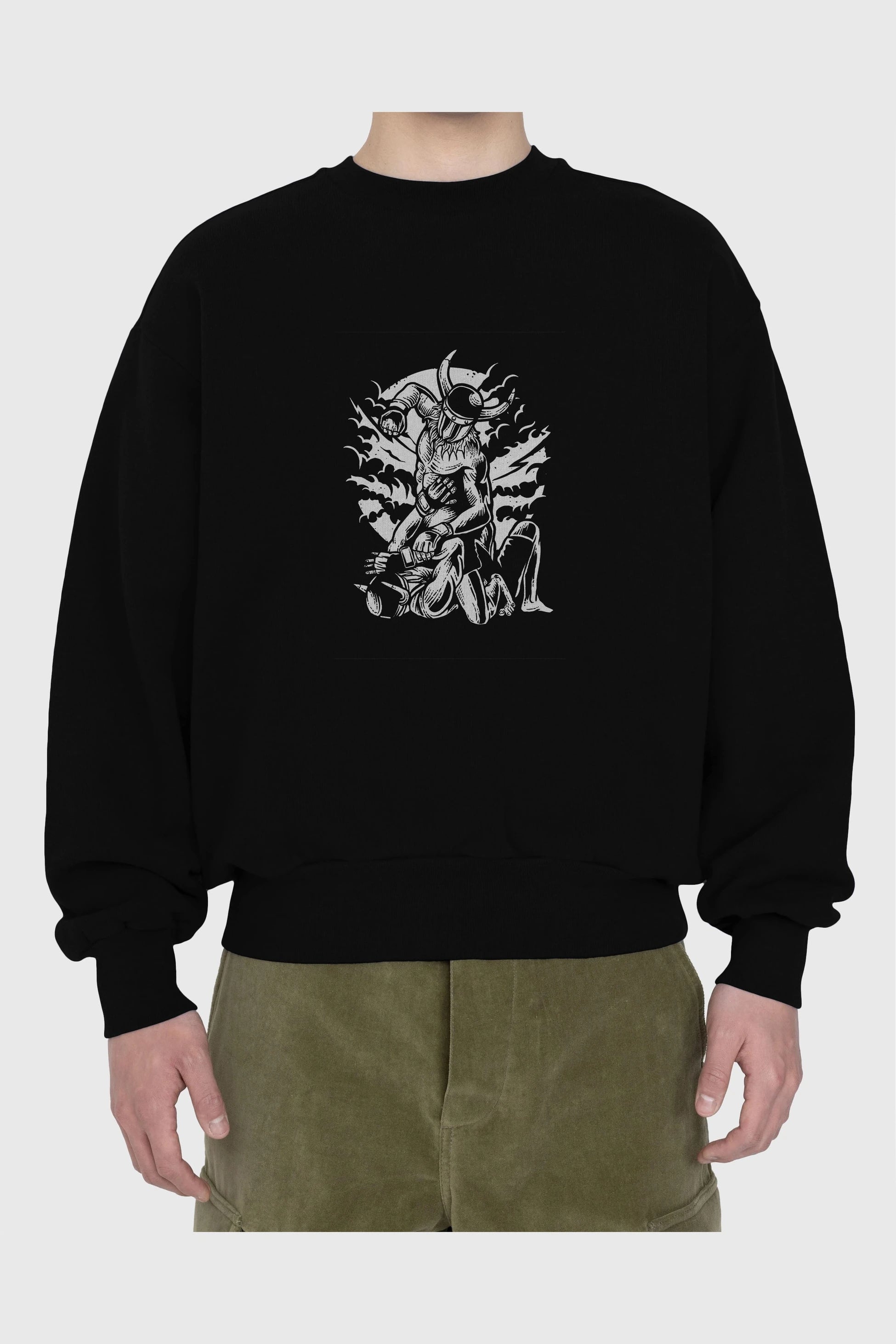Viking MMA Fighter Ön Baskılı Oversize Sweatshirt Erkek Kadın Unisex