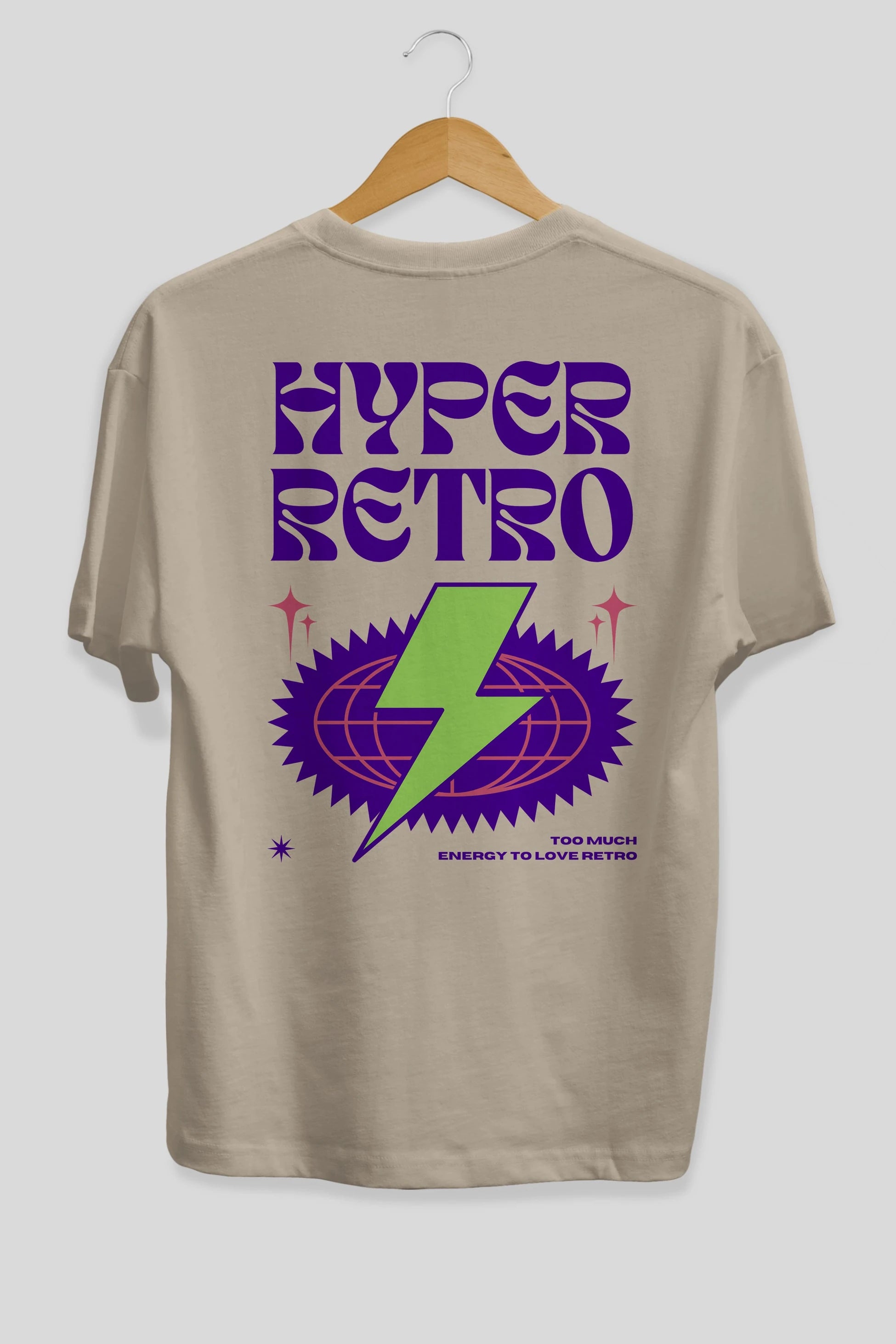 Hyper Retro Yazılı Arka Baskılı Oversize t-shirt Erkek Kadın Unisex