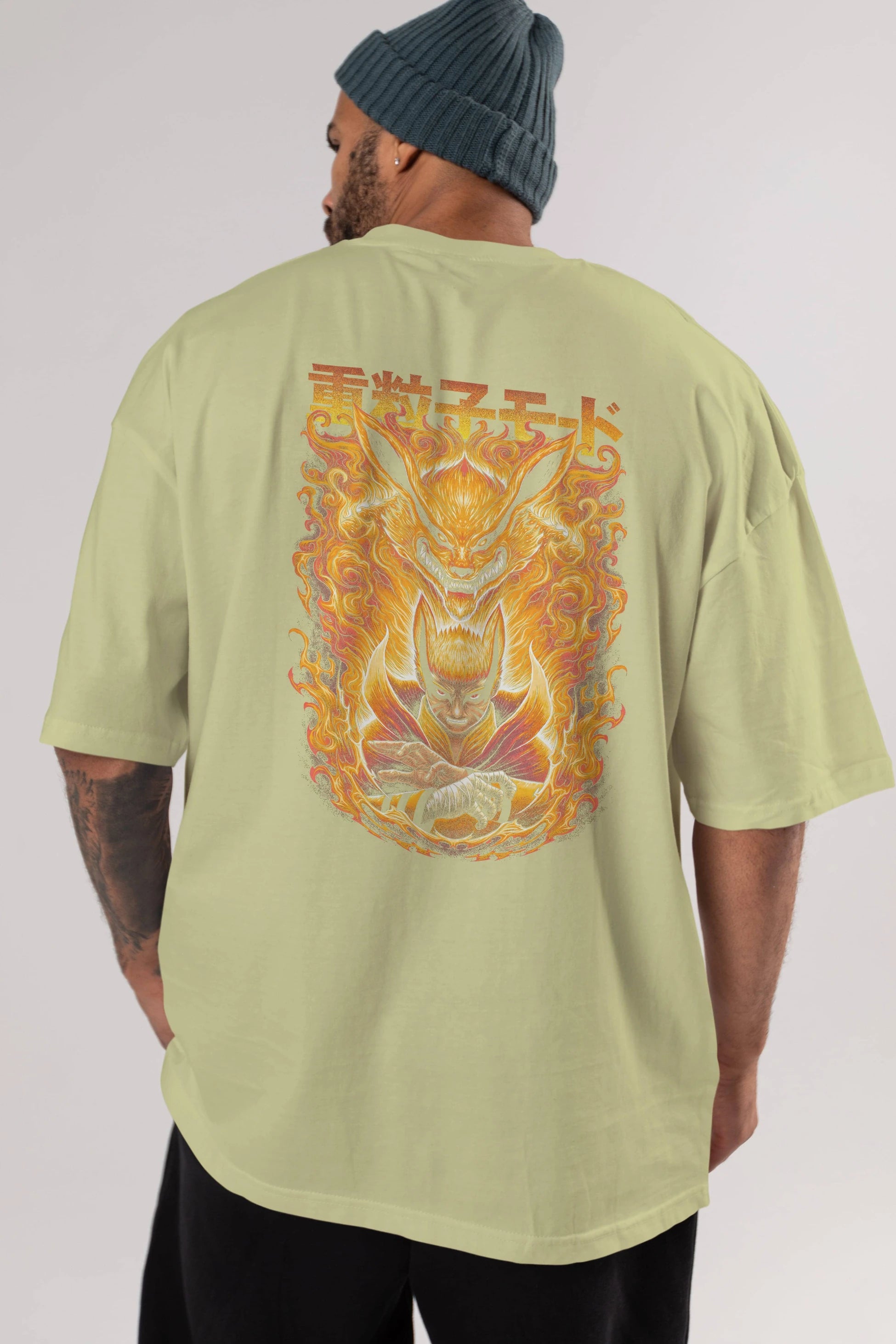 NARUTO KYUUBI 1 Anime Arka Baskılı Oversize t-shirt Erkek Kadın Unisex
