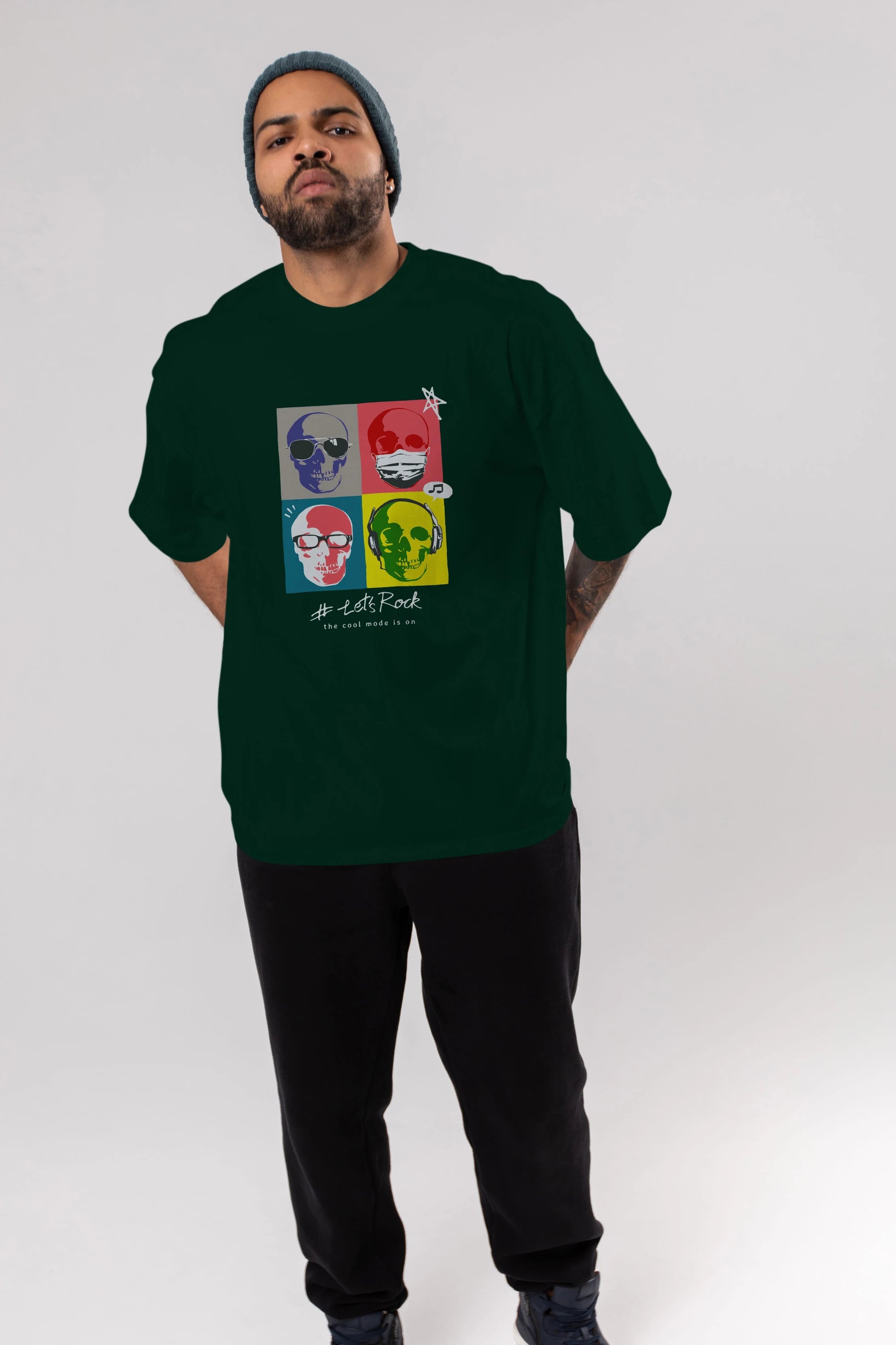 Lets Rock Ön Baskılı Oversize t-shirt Erkek Kadın Unisex