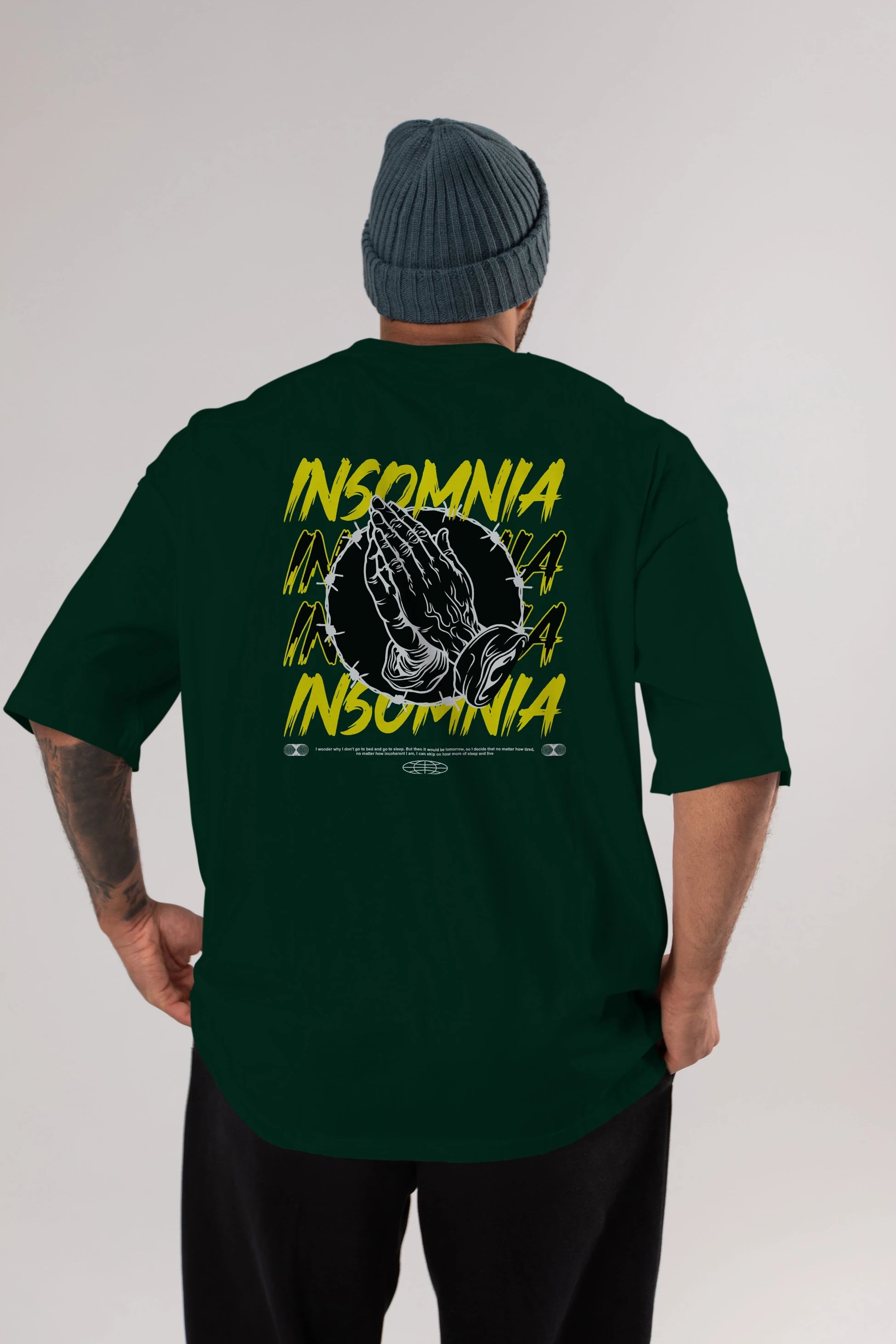 Insomnia Streetwear Arka Baskılı Oversize t-shirt Erkek Kadın Unisex