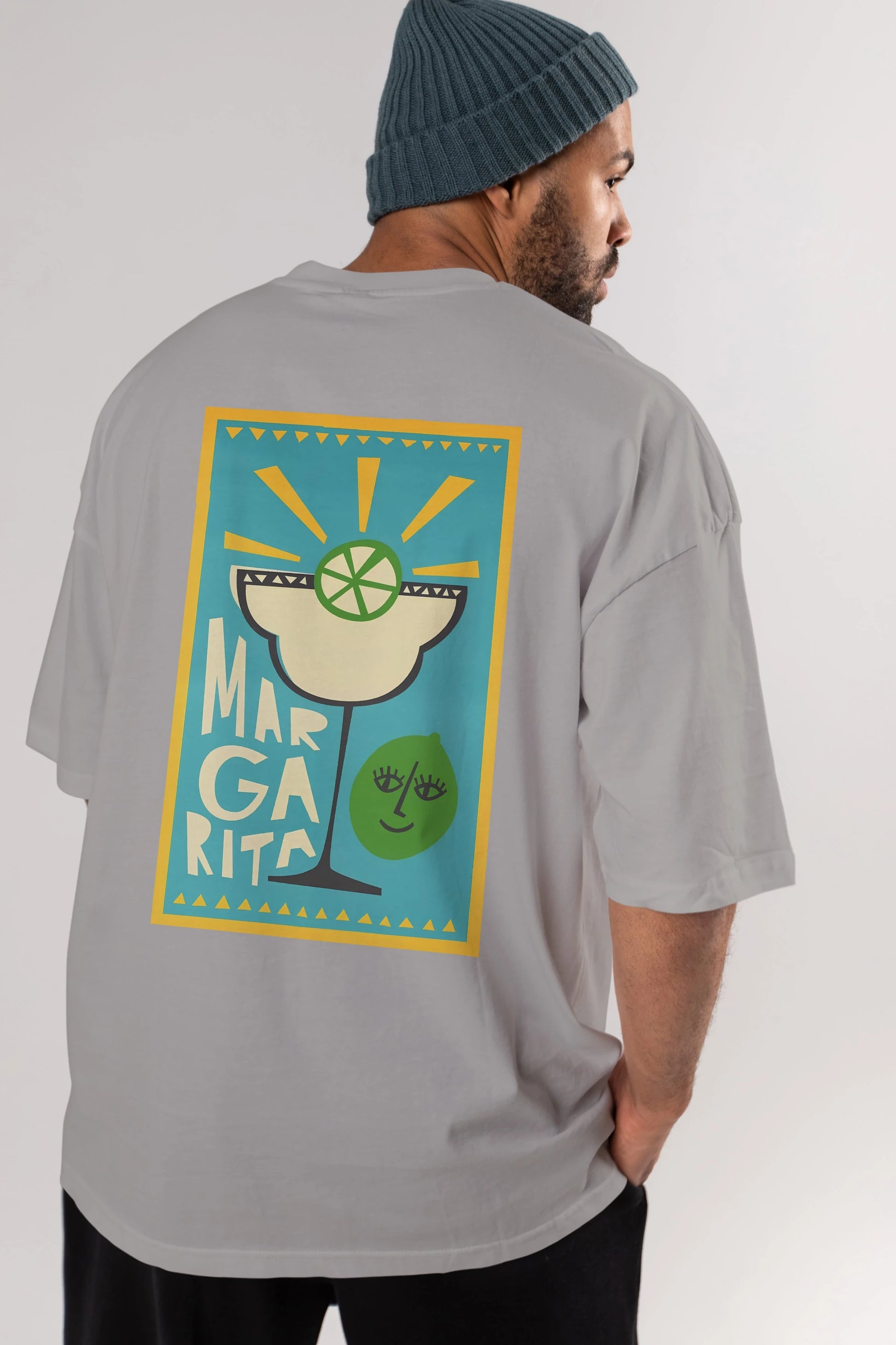 Margarita 4 Arka Baskılı Oversize t-shirt Erkek Kadın Unisex %100 Pamuk Bisiklet Yaka tişort