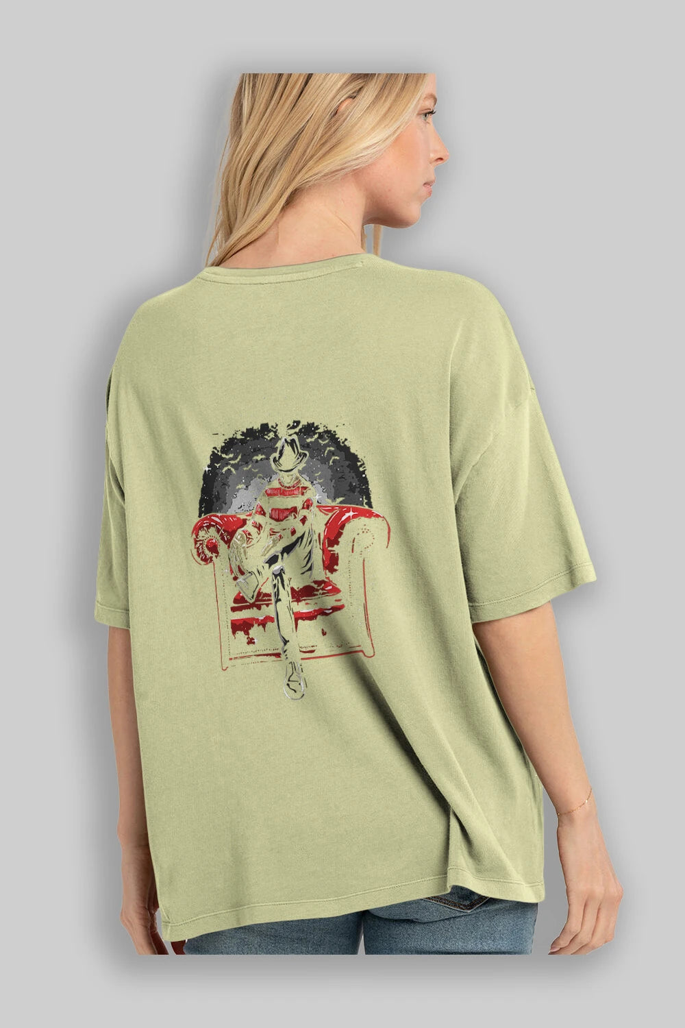 Nightmare Side Arka Baskılı Oversize t-shirt Erkek Kadın Unisex %100 Pamuk