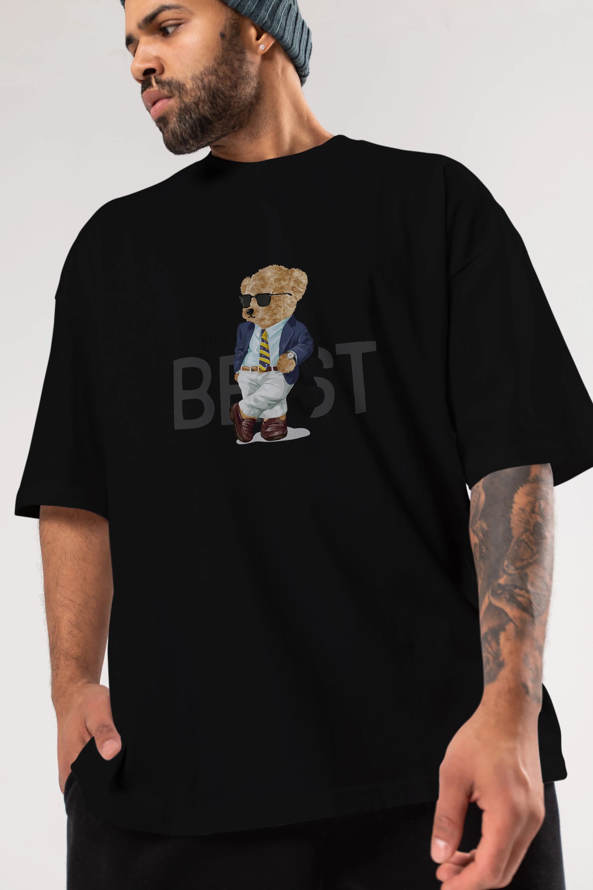 Teddy Bear The Best Ön Baskılı Oversize t-shirt Erkek Kadın Unisex %100 Pamuk