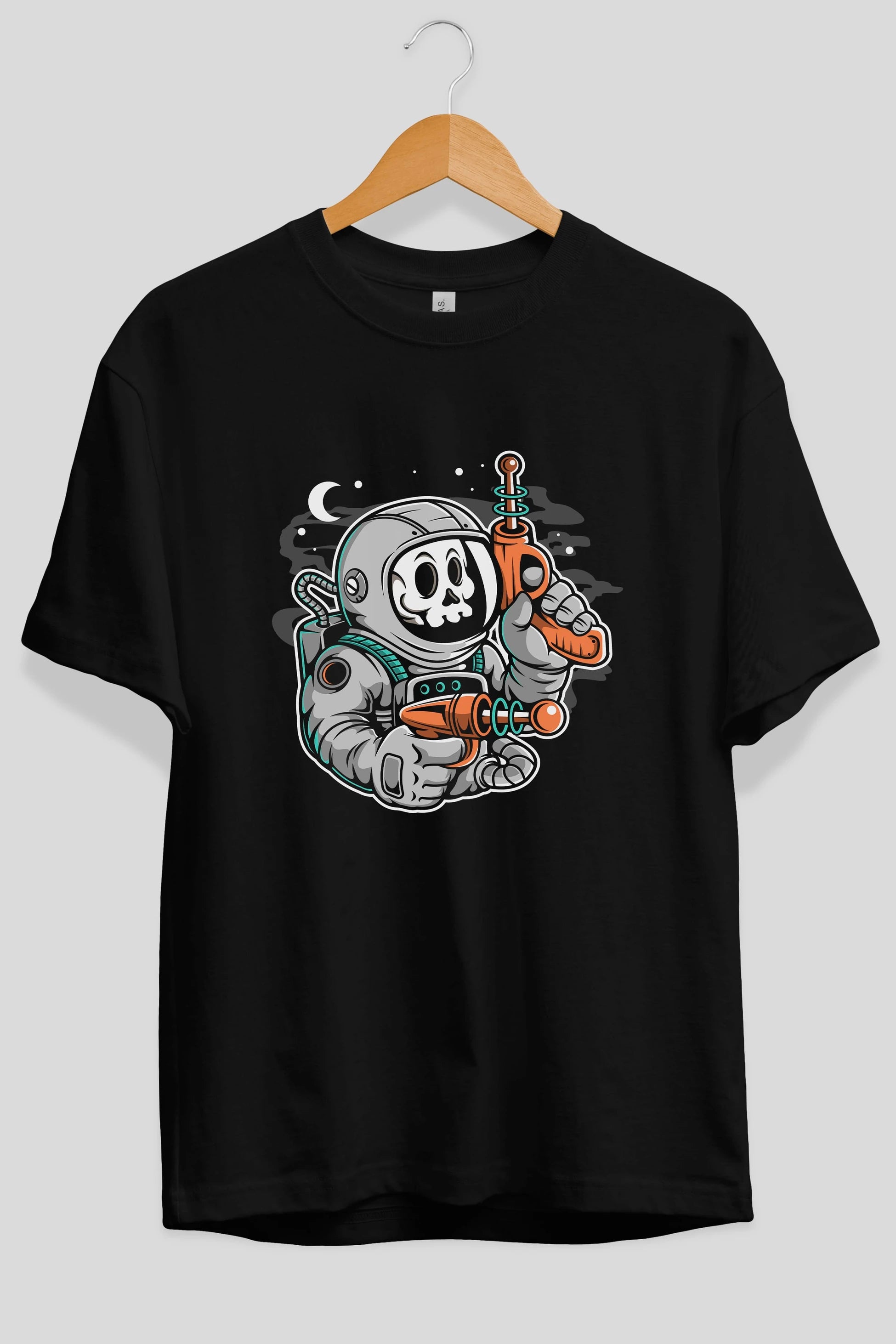 Astronaut Ray Gun Ön Baskılı Oversize t-shirt Erkek Kadın Unisex