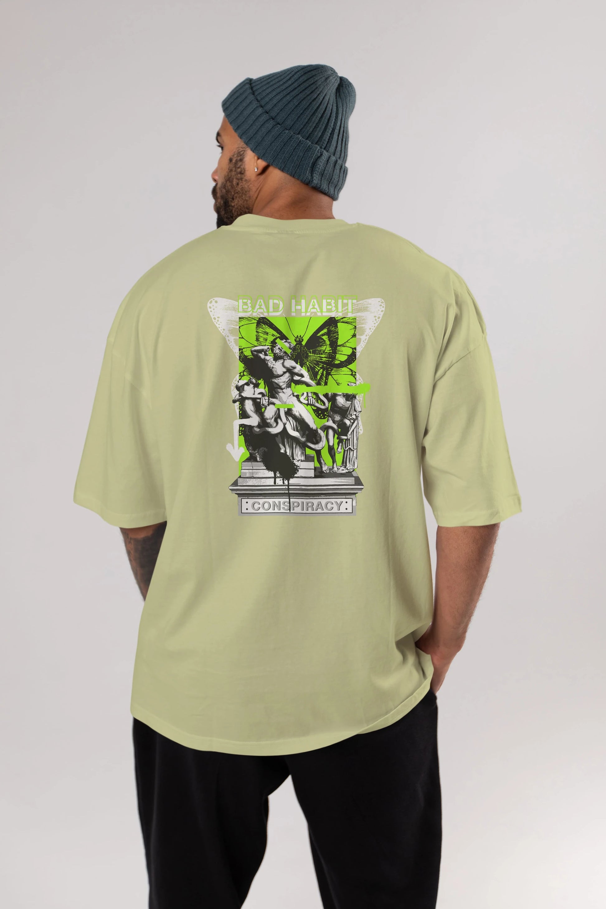 Bad Habit Arka Baskılı Oversize t-shirt Erkek Kadın Unisex