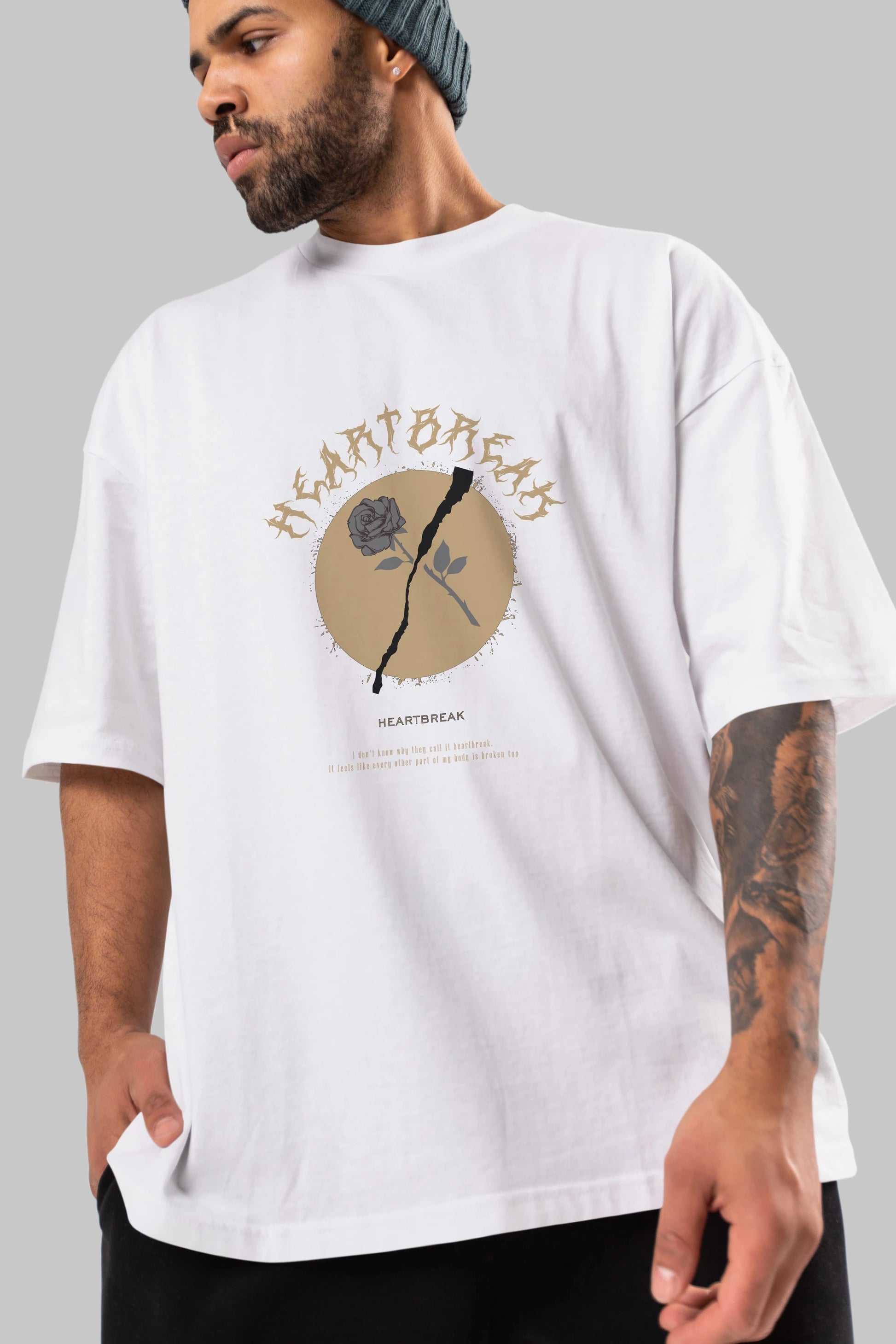 Heartbreak Ön Baskılı Oversize t-shirt Erkek Kadın Unisex
