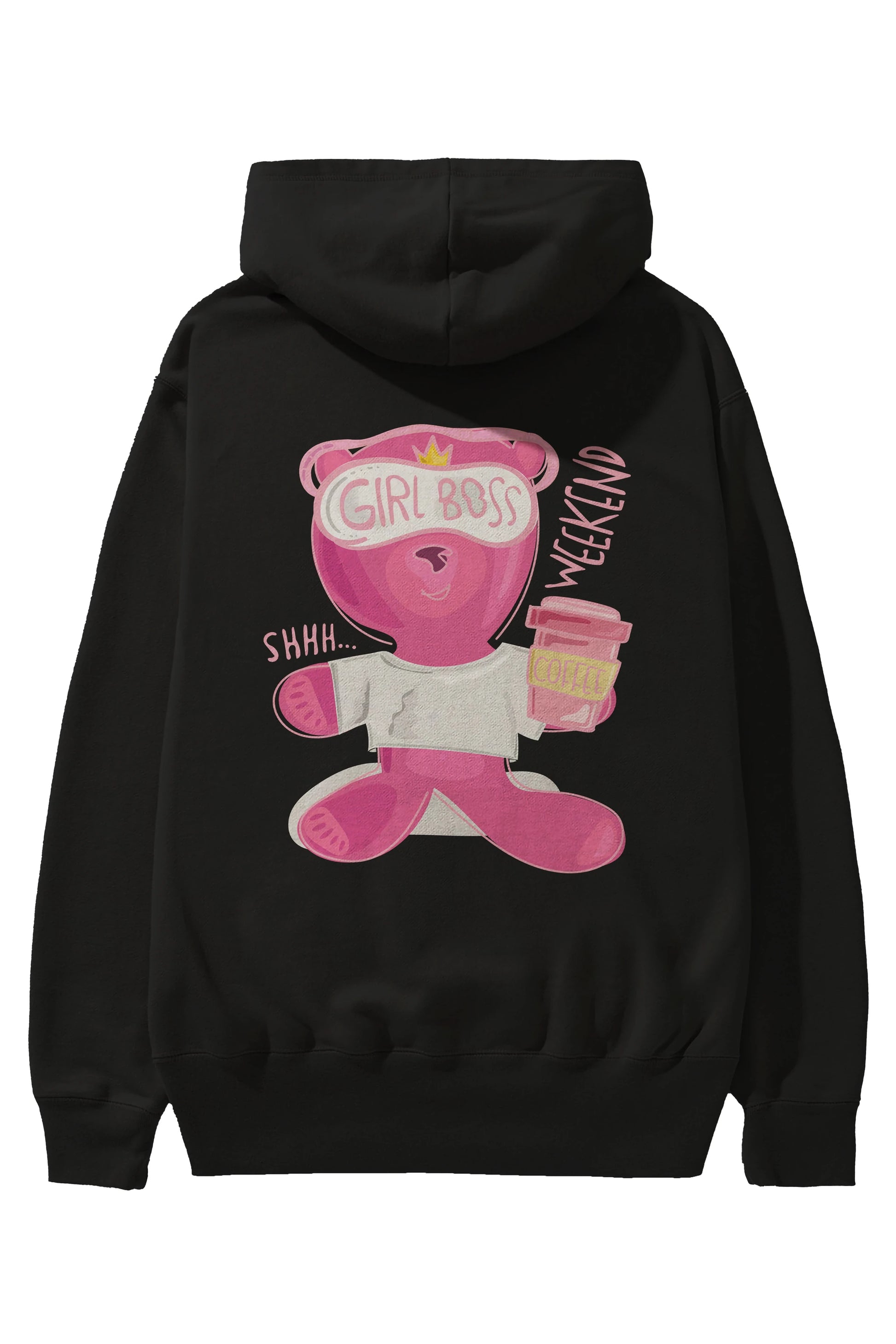 Girl Boss Bear Arka Baskılı Hoodie Oversize Kapüşonlu Sweatshirt Erkek Kadın Unisex