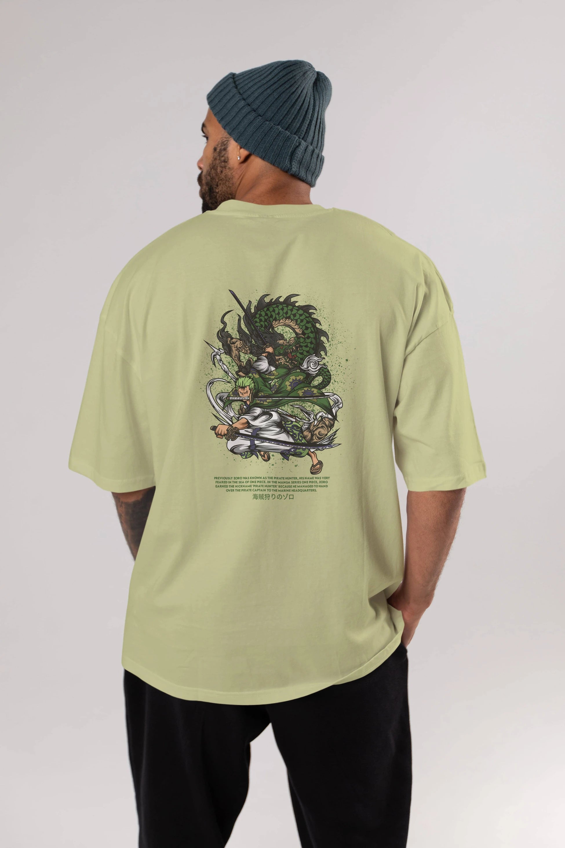 Zoro-ONE PIECE Anime Arka Baskılı Oversize t-shirt Erkek Kadın Unisex