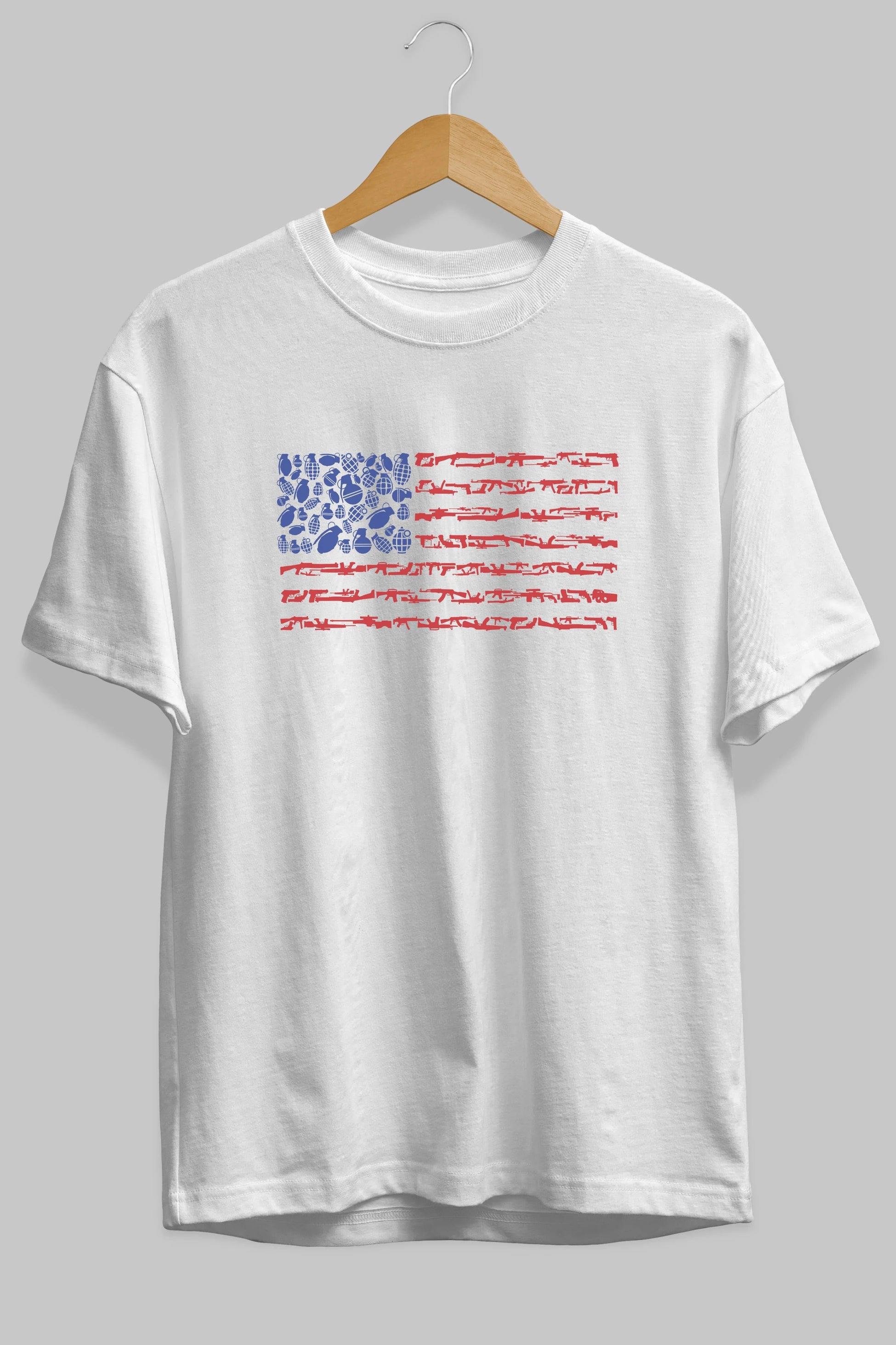 Weapon Flag Ön Baskılı Oversize t-shirt %100 pamuk Erkek Kadın Unisex