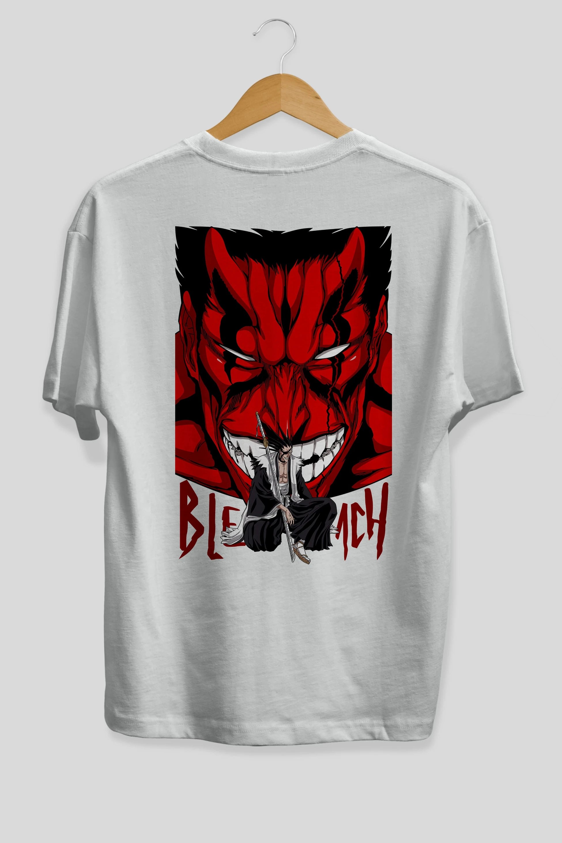 KENPACHI ZARAKI BLEACH Anime Arka Baskılı Oversize t-shirt Erkek Kadın Unisex