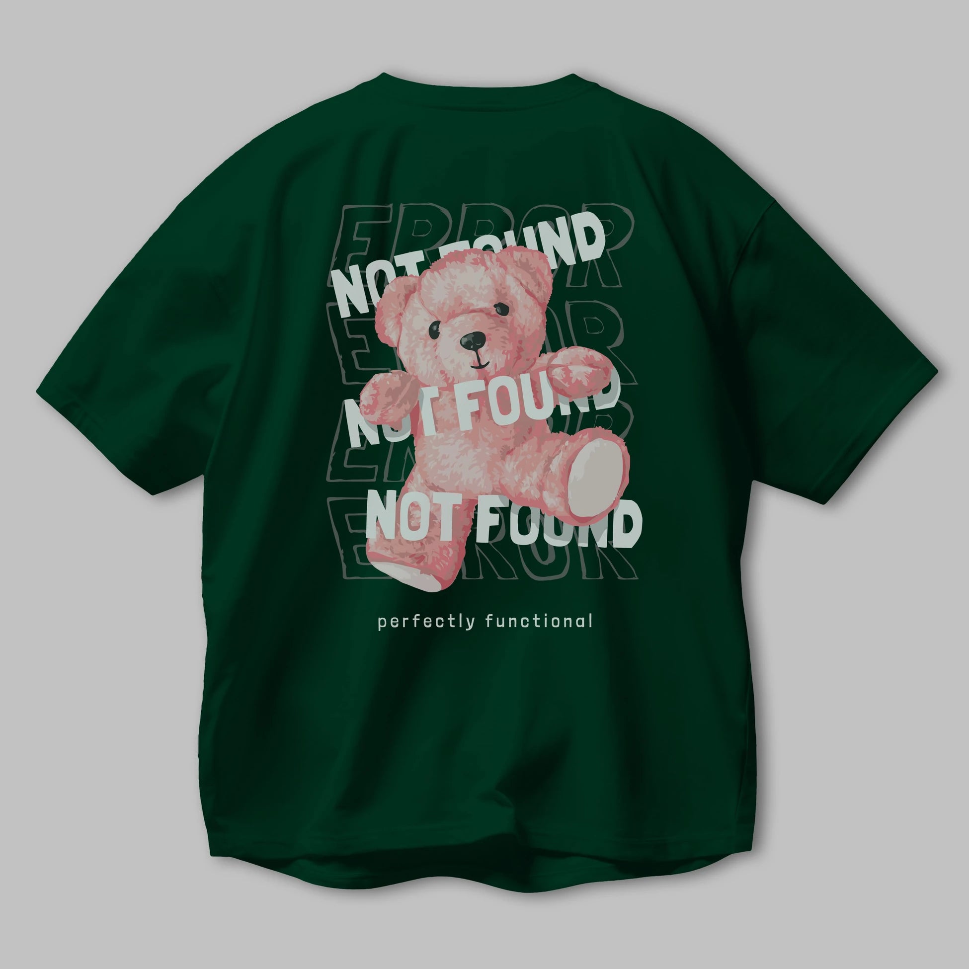 Error Not Found Bear Arka Baskılı Oversize t-shirt Erkek Kadın Unisex