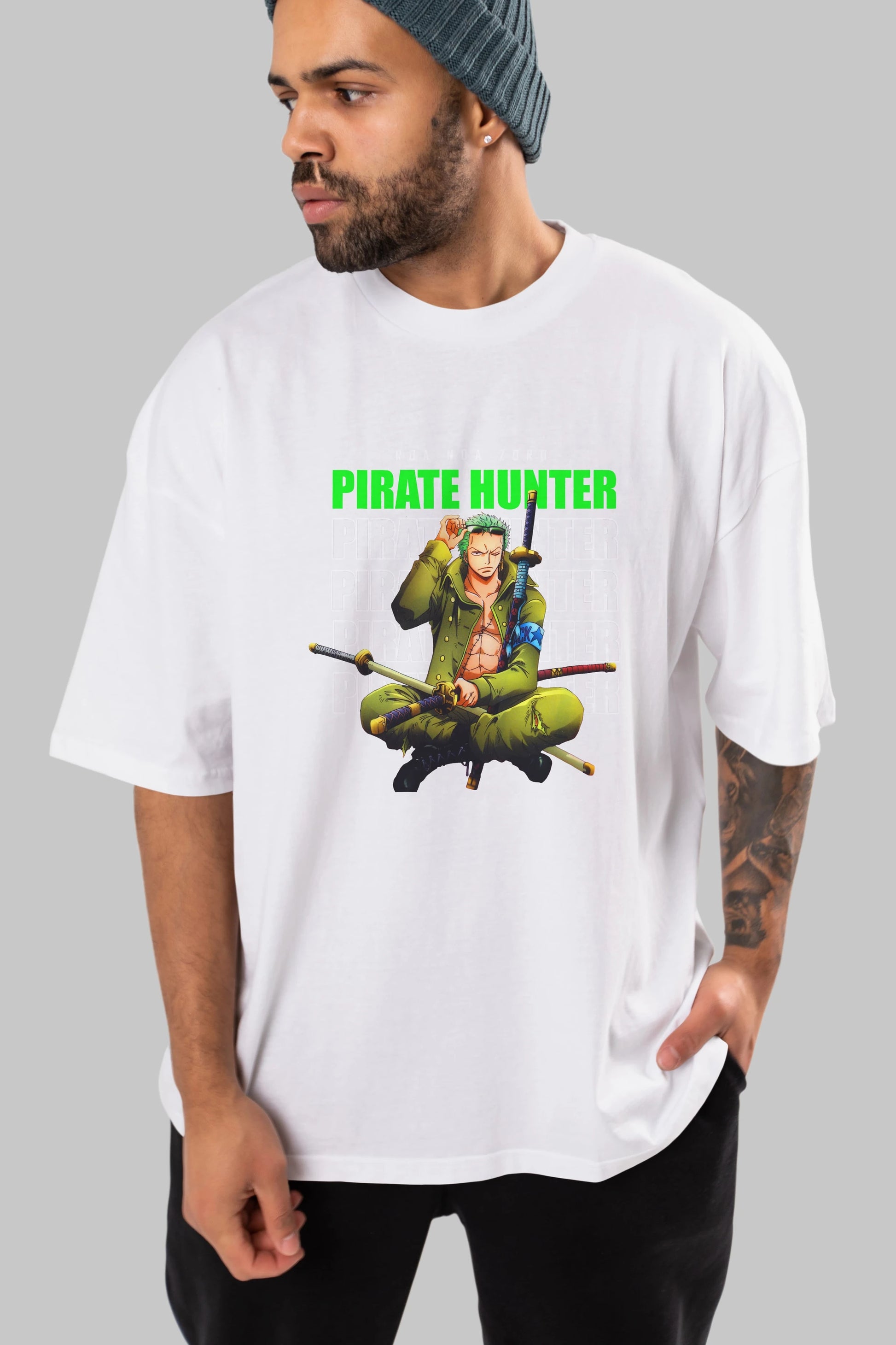 Roronoa Zoro 4 Anime Ön Baskılı Oversize t-shirt Erkek Kadın Unisex