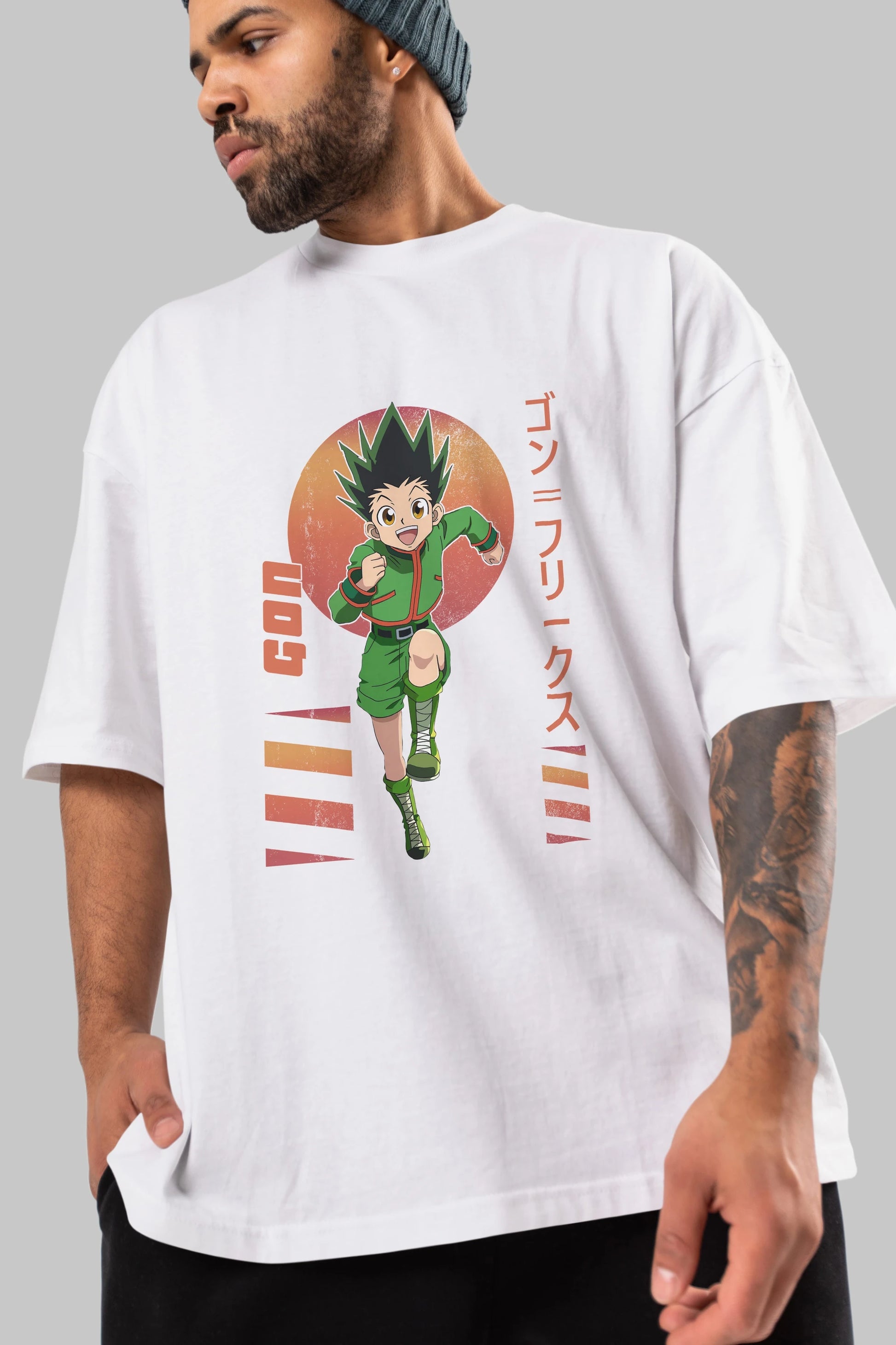 Gon Freecss HUNTER X HUNTER 2 Anime Ön Baskılı Oversize t-shirt %100 pamuk Erkek Kadın Unisex