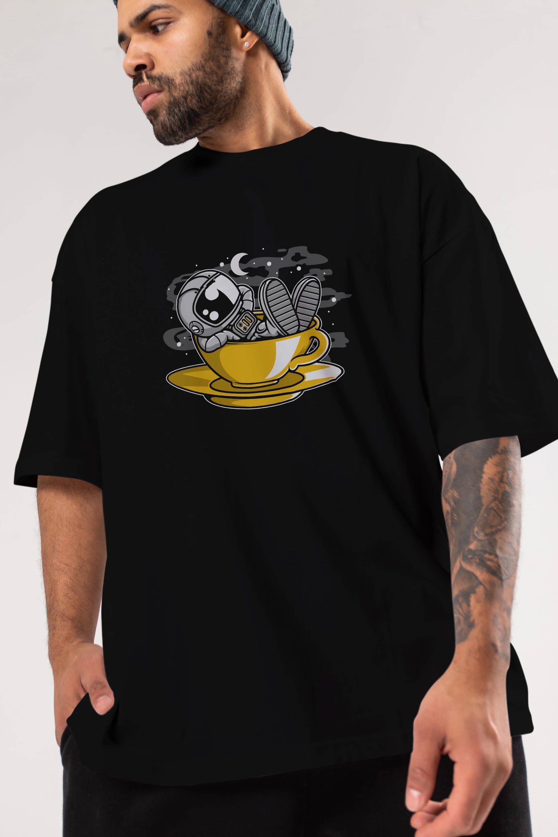 Astronaut Relax Ön Baskılı Oversize t-shirt Erkek Kadın Unisex