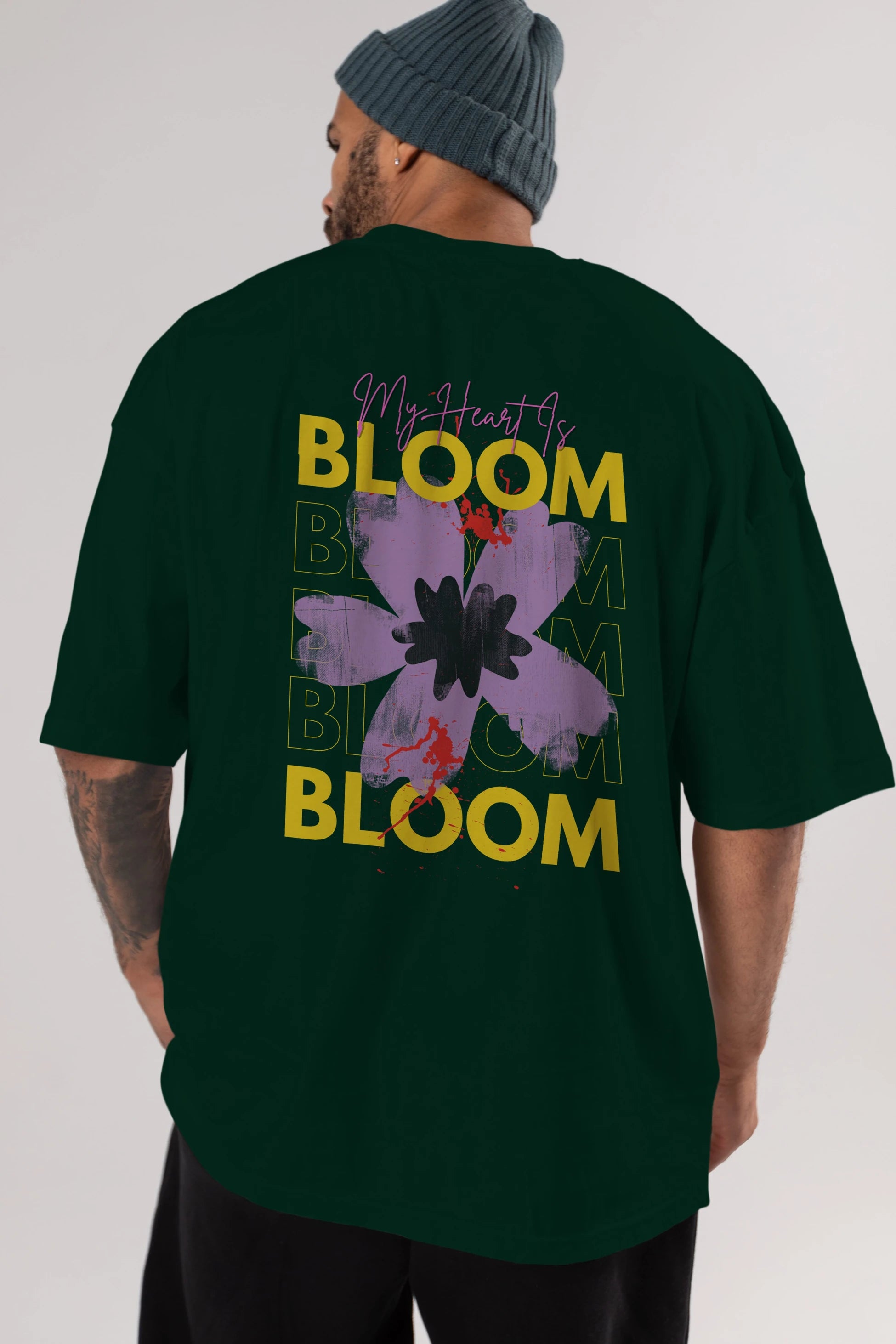 Bloom Yazılı Arka Baskılı Oversize t-shirt Erkek Kadın Unisex