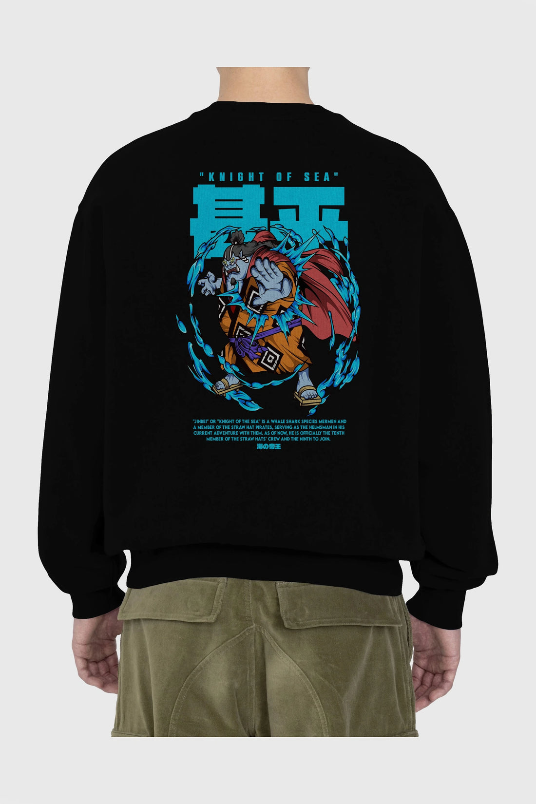 Jinbei Anime Arka Baskılı Oversize Sweatshirt Erkek Kadın Unisex