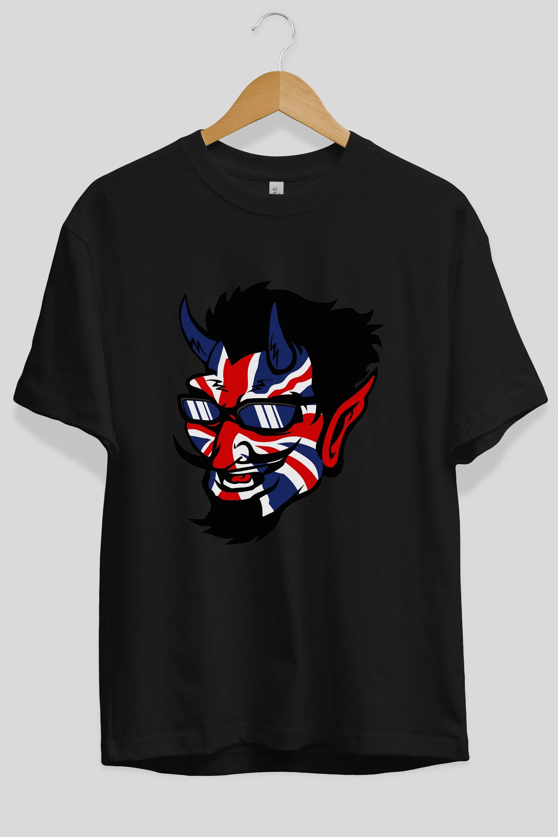 UK Devil Ön Baskılı Oversize t-shirt Erkek Kadın Unisex %100 Pamuk tişort