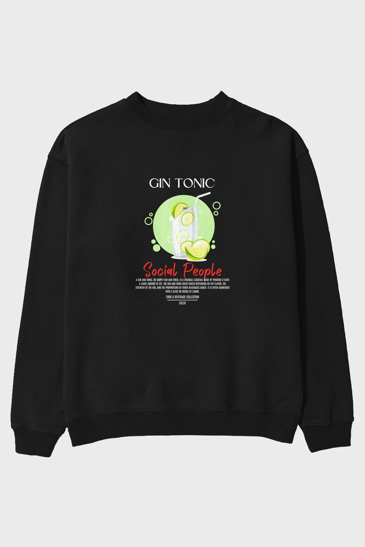 Gin Tonic ön Baskılı Oversize Sweatshirt Erkek Kadın Unisex