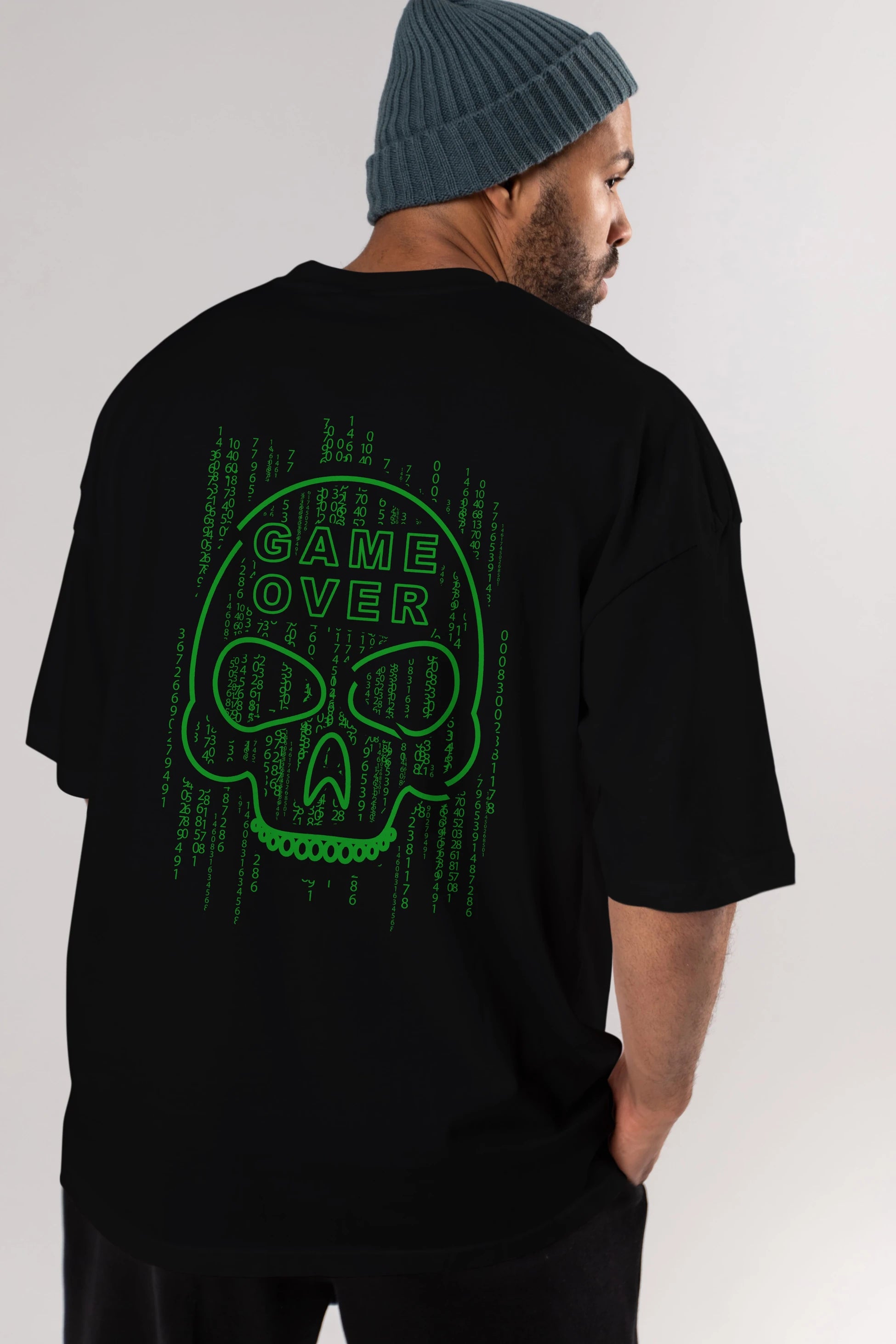 Game Over Arka Baskılı Oversize t-shirt Erkek Kadın Unisex
