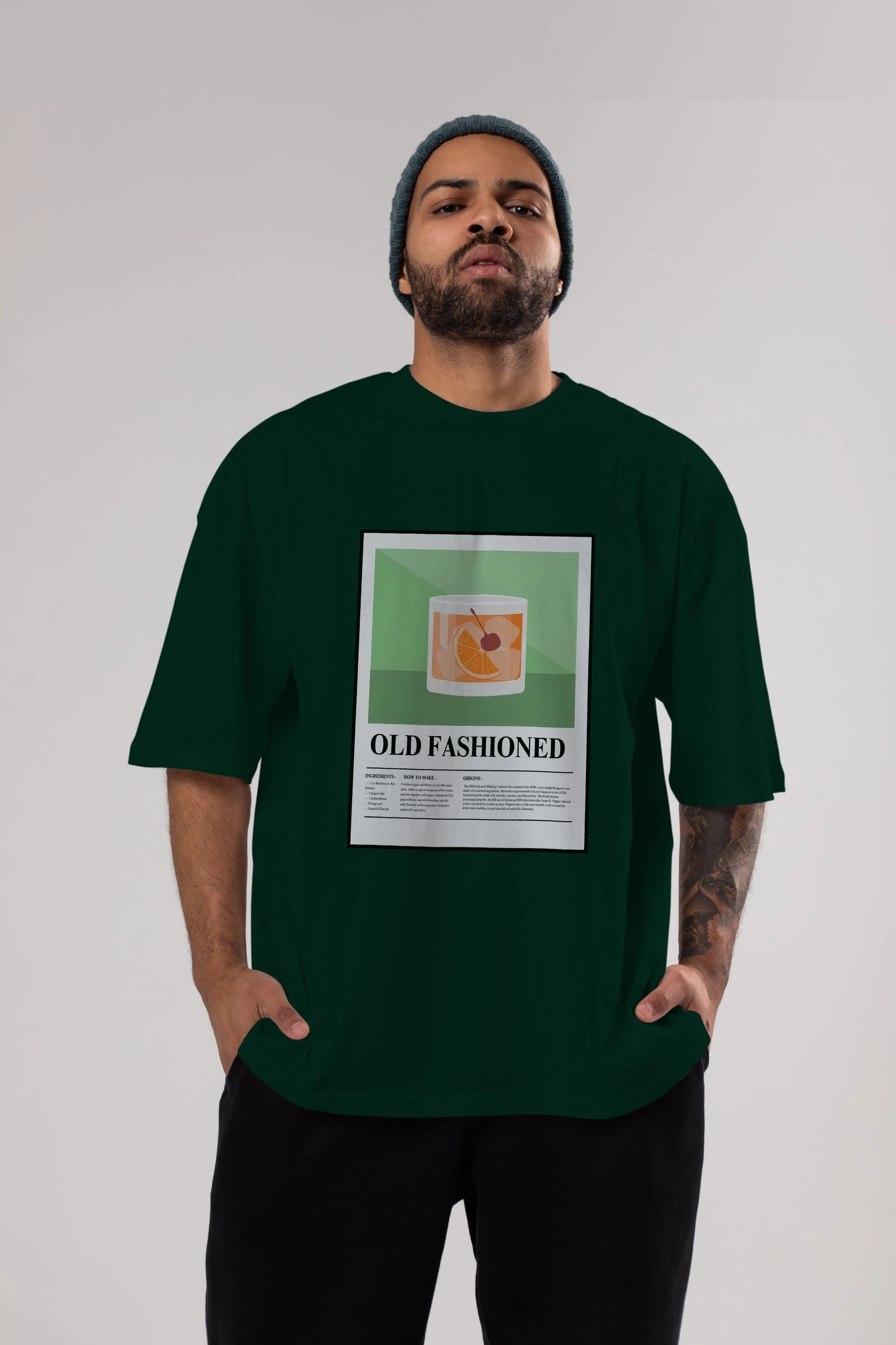 Old Fashioned Ön Baskılı Oversize t-shirt Erkek Kadın Unisex %100 Pamuk Bisiklet Yaka tişort