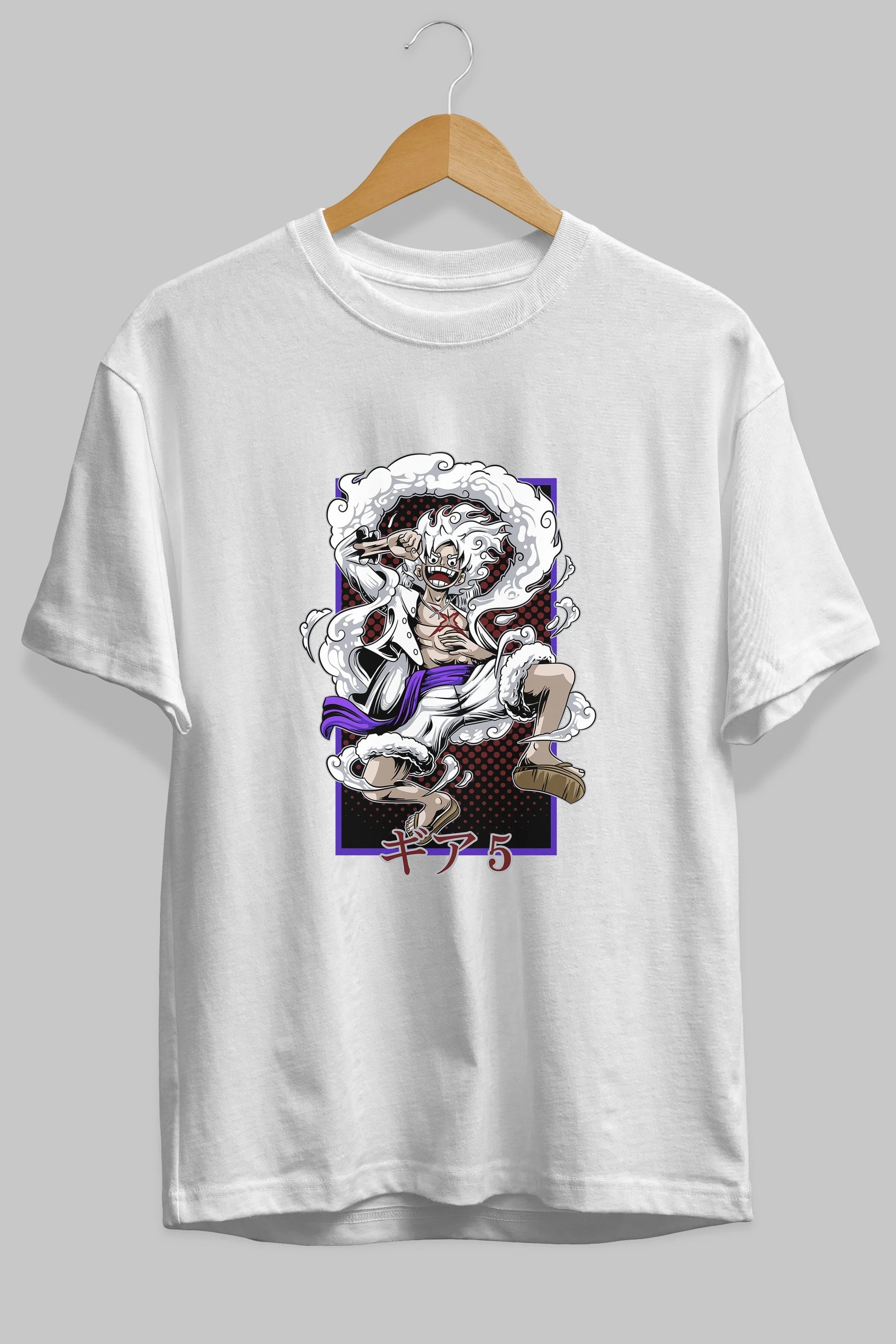 MONKEY D. LUFFY GEAR5 Anime Ön Baskılı Oversize t-shirt %100 pamuk Erkek Kadın Unisex