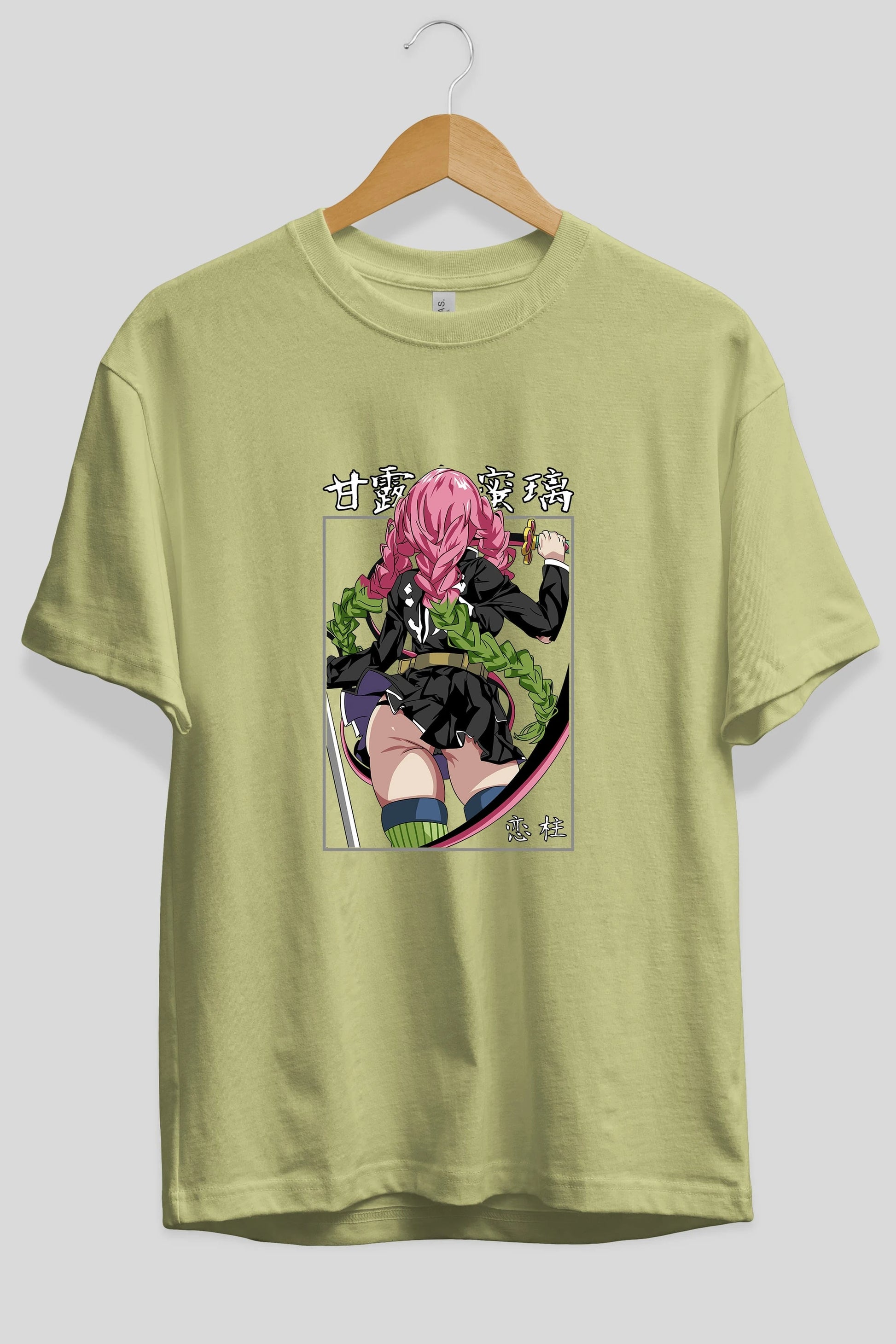 Mitsuri DEMONSLAYER Anime Ön Baskılı Oversize t-shirt %100 pamuk Erkek Kadın Unisex