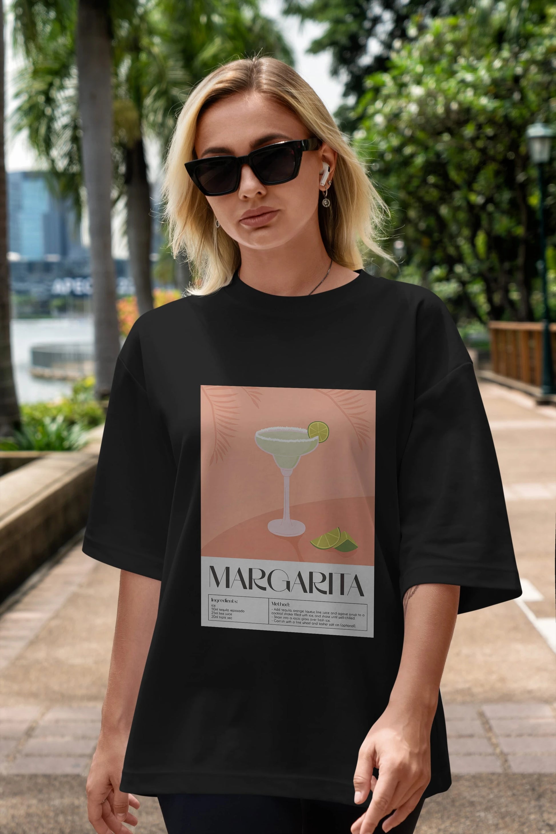 Margarita 5 Ön Baskılı Oversize t-shirt Erkek Kadın Unisex %100 Pamuk Bisiklet Yaka tişort